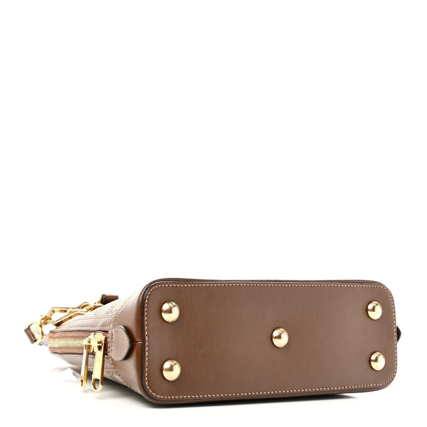 GG Supreme Monogram Azalea Calfskin Small Horsebit 1955 Top Handle Bag Beige Ebony Brown Sugar