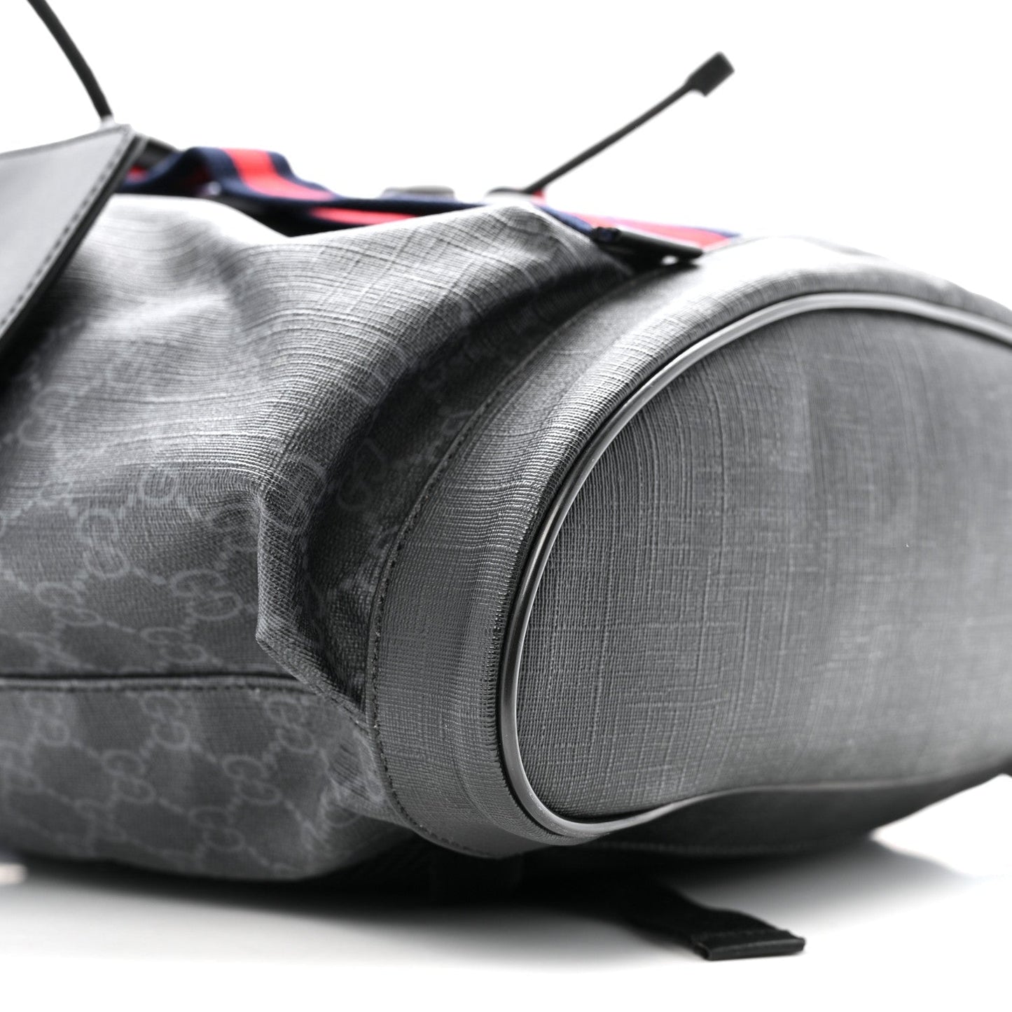 Soft GG Supreme Monogram Calfskin Web Double Buckle Backpack Black