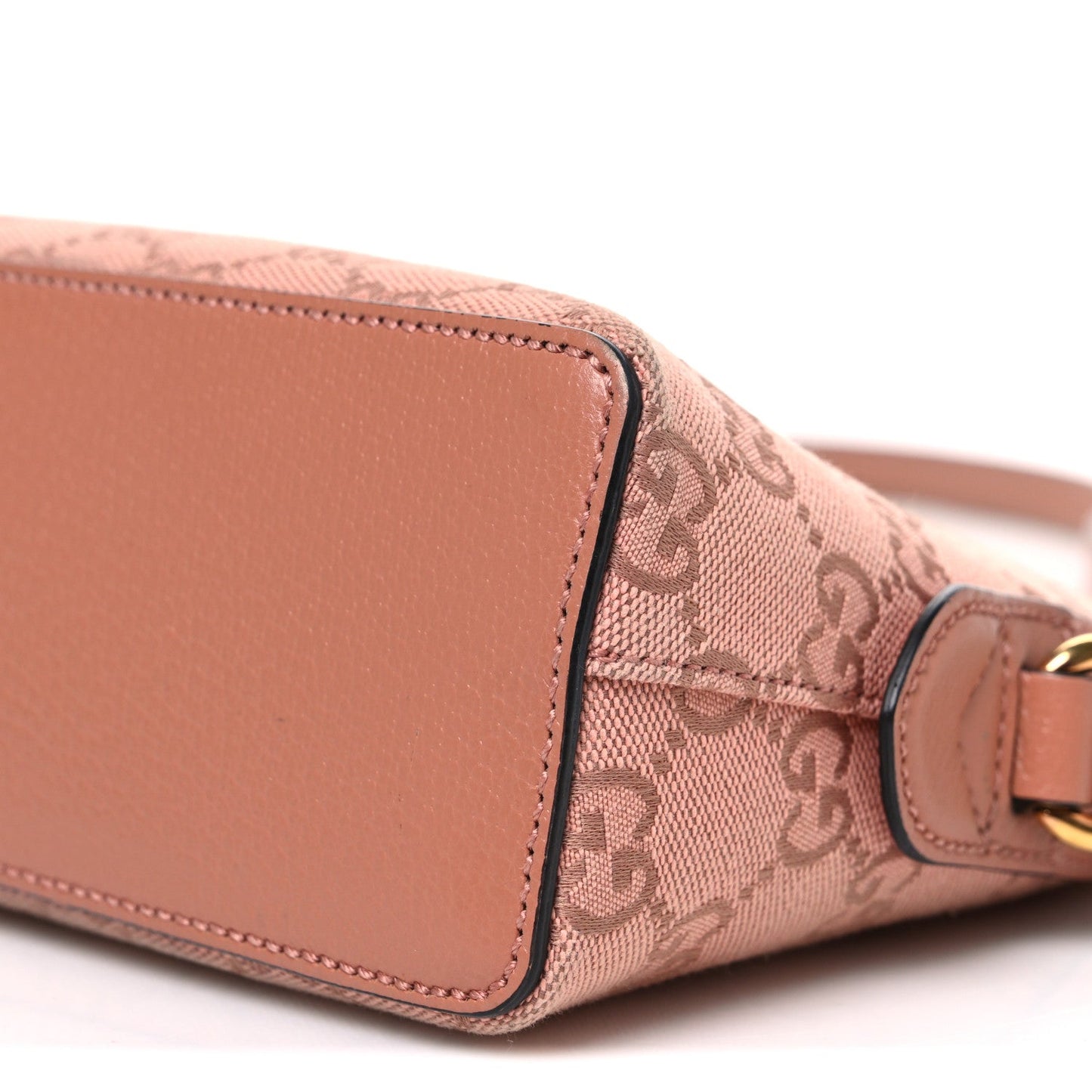Monogram Textured Dollar Calfskin Small Ophidia Dome Shoulder Bag Cloche Rose Pink