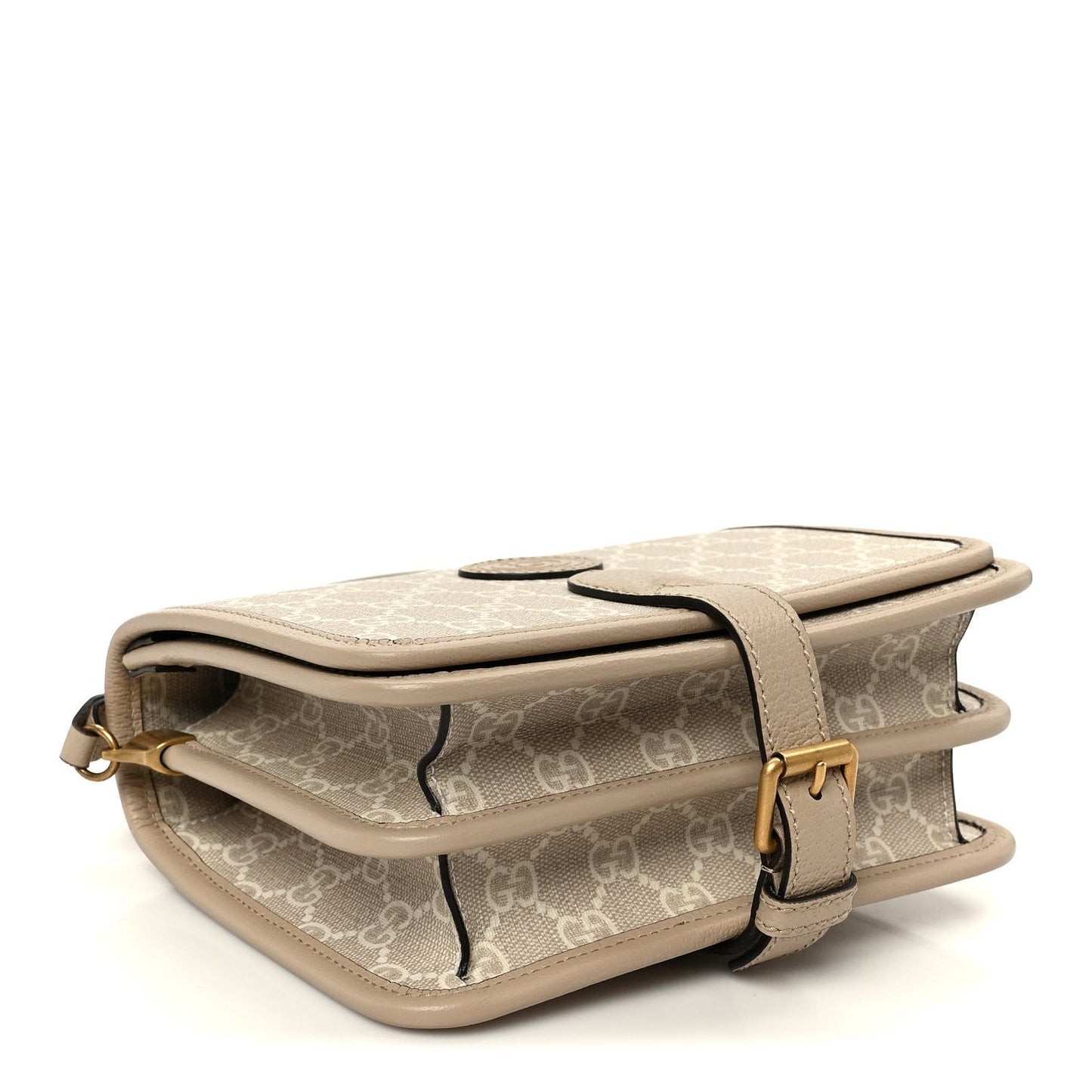 GG Supreme Monogram Textured Dollar Calfskin Mini Retro Interlocking G Flap Shoulder Bag Beige Mystic White Oatmeal