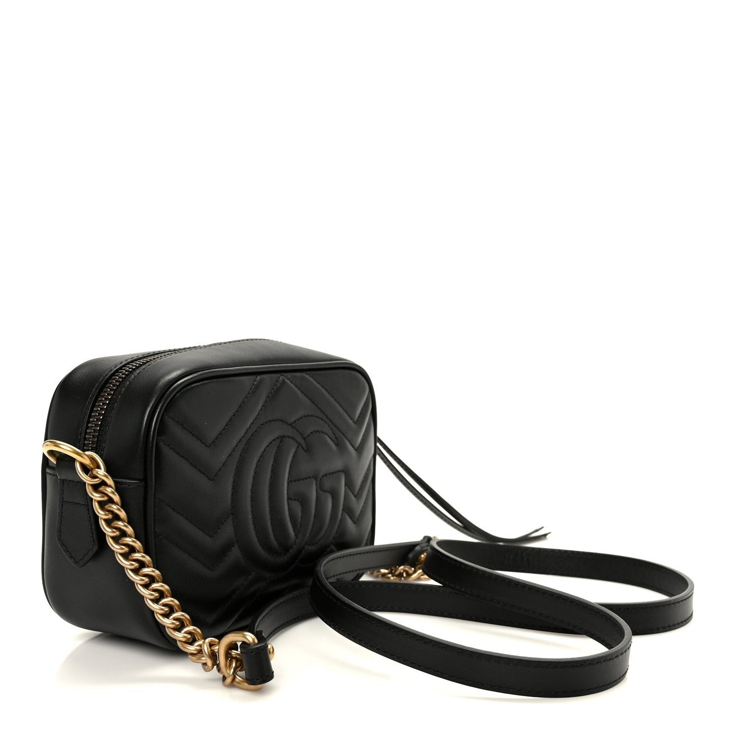 Calfskin Matelasse Mini GG Marmont Chain Shoulder Bag Black
