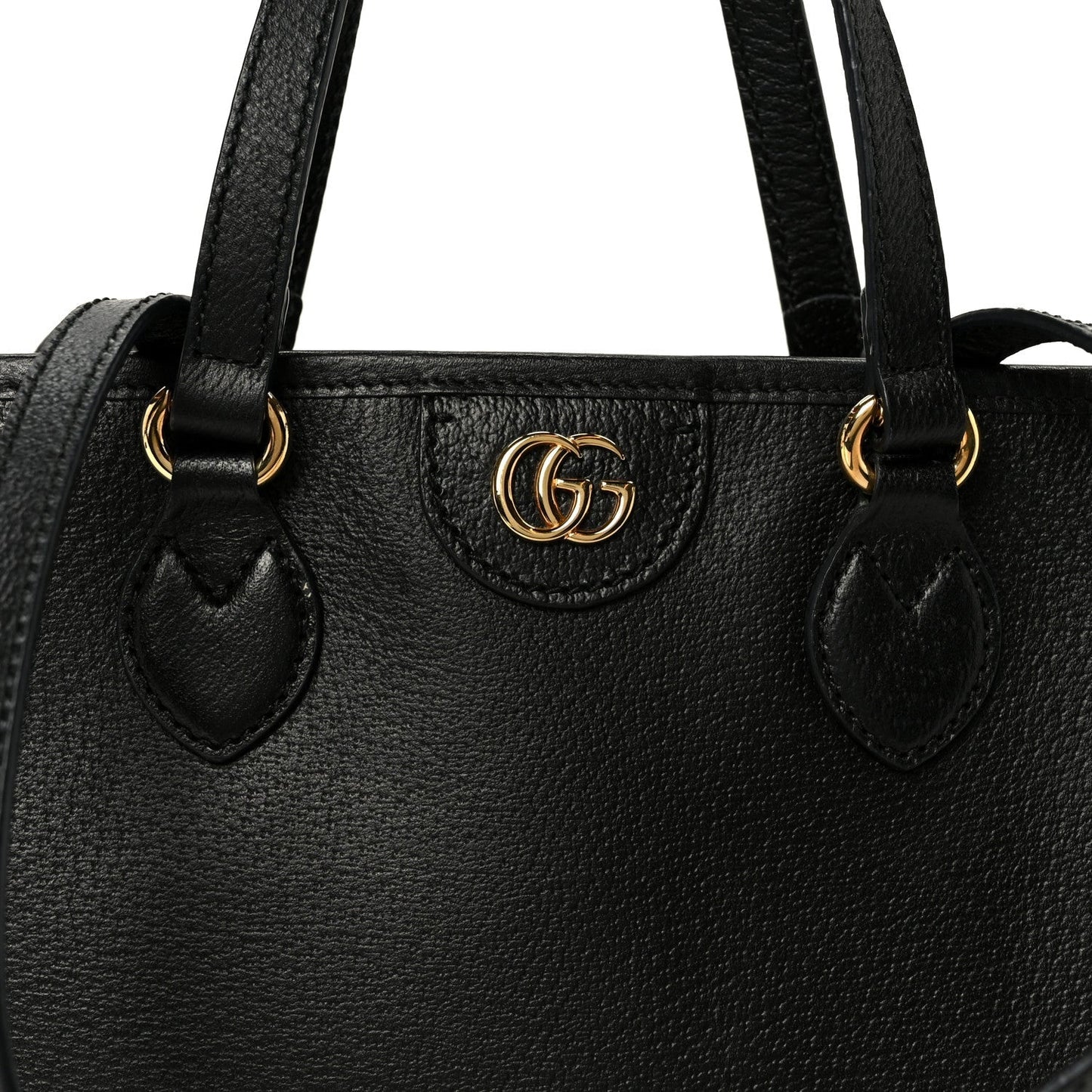 Textured Dollar Calfskin Small Ophidia Shoulder Tote Bag Black