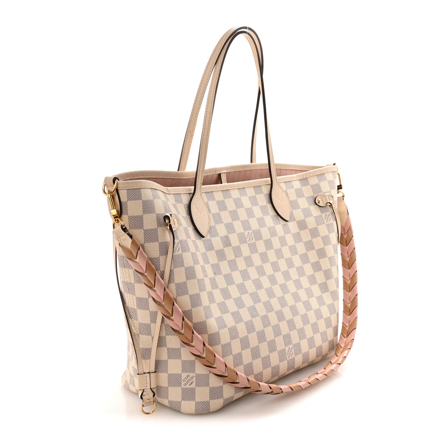Damier Azur Braided Neverfull MM Pink
