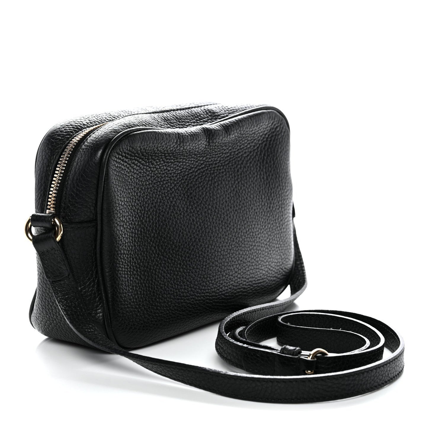 Pebbled Calfskin Small Soho Disco Bag Black