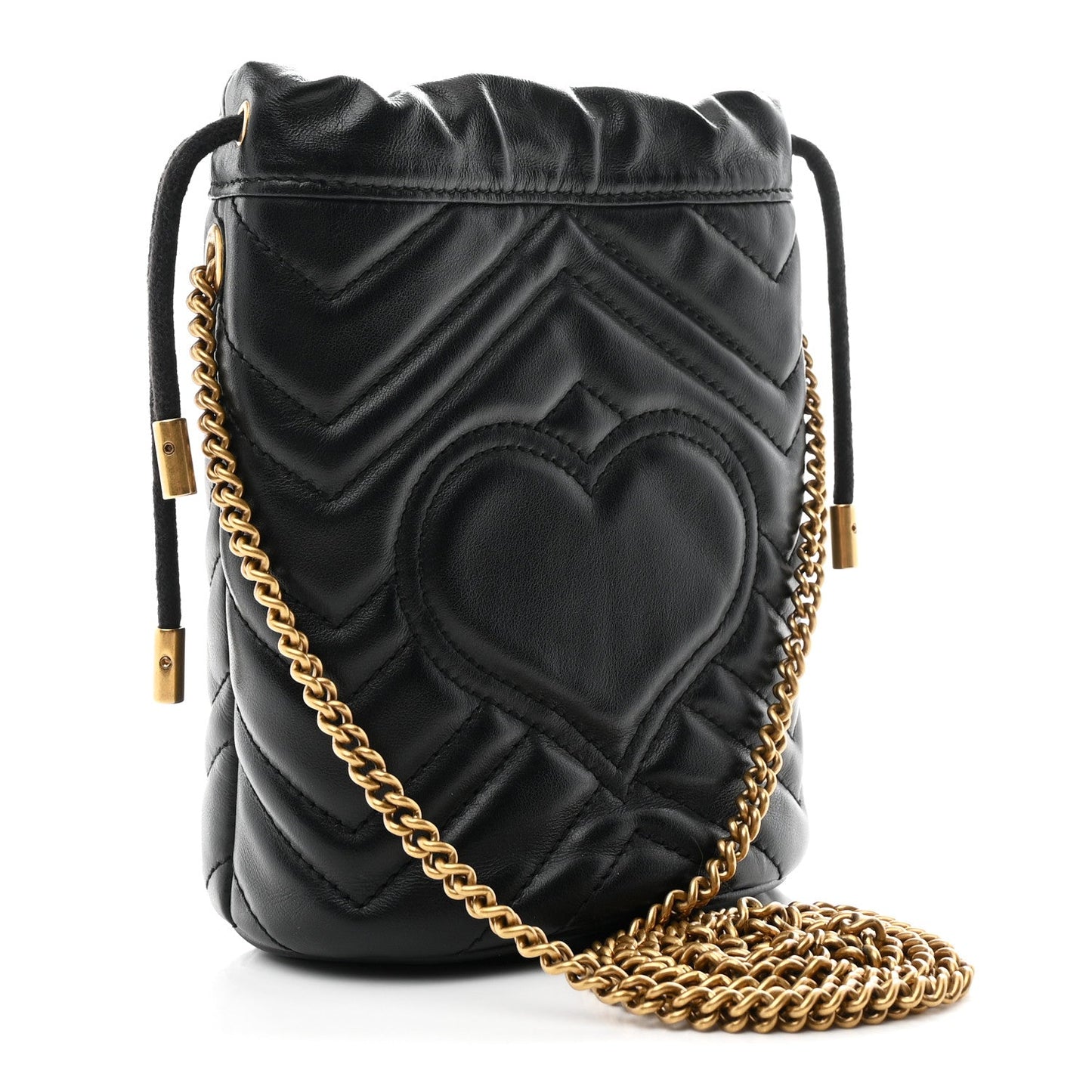 Calfskin Matelasse Mini GG Marmont 2.0 Bucket Bag Black