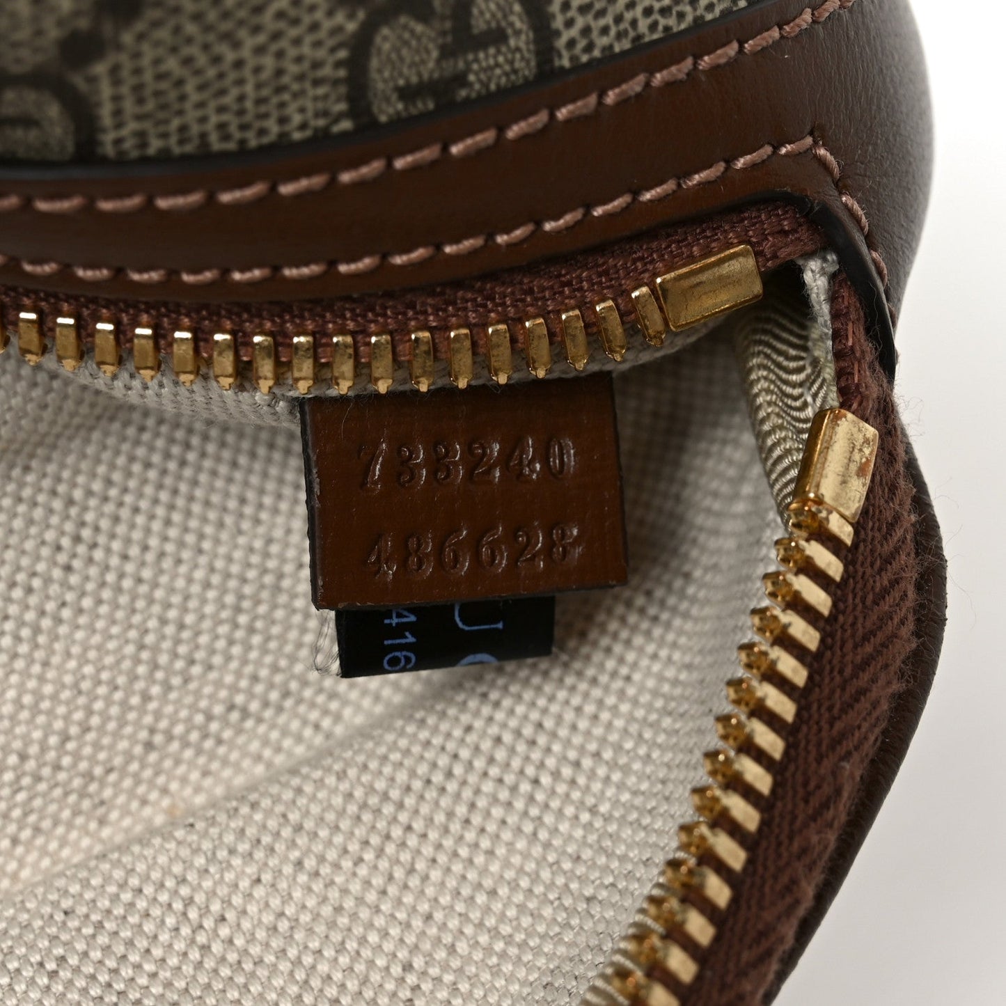 GG Supreme Monogram Textured Calfskin Retro Interlocking G Belt Bag Beige Ebony Brown Sugar