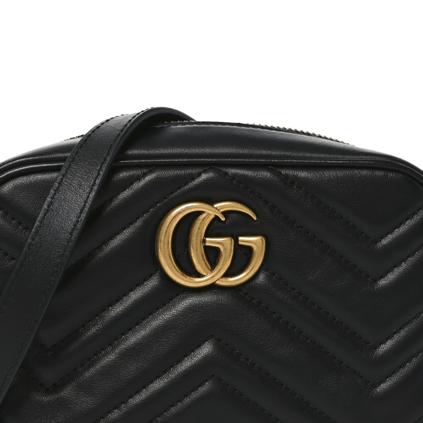 Calfskin Matelasse Mini GG Marmont Chain Shoulder Bag Black