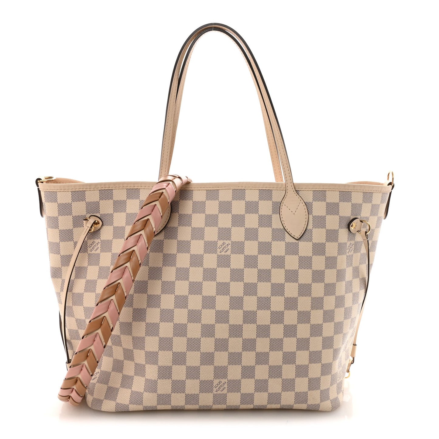 Damier Azur Braided Neverfull MM Pink
