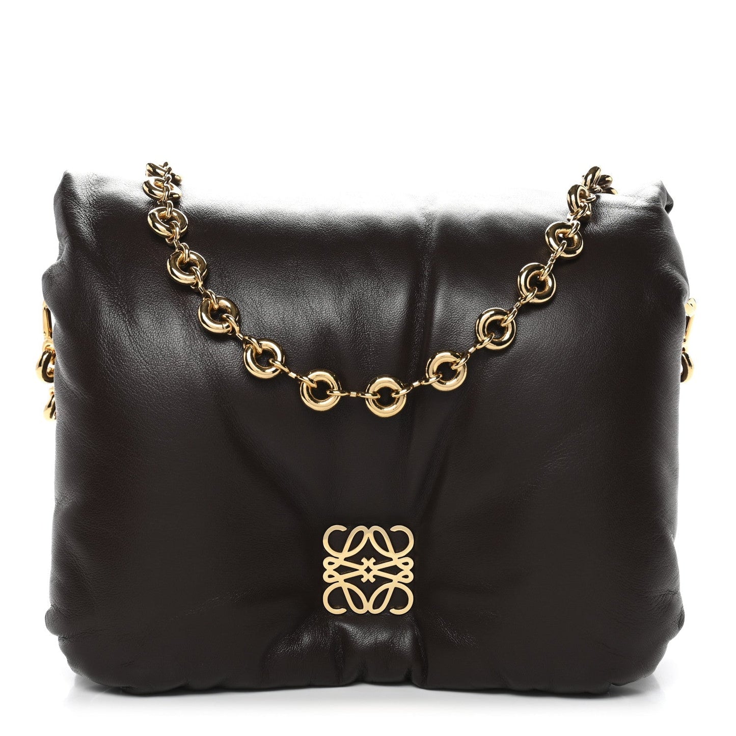 Lambskin Goya Puffer Bag Dark Chocolate