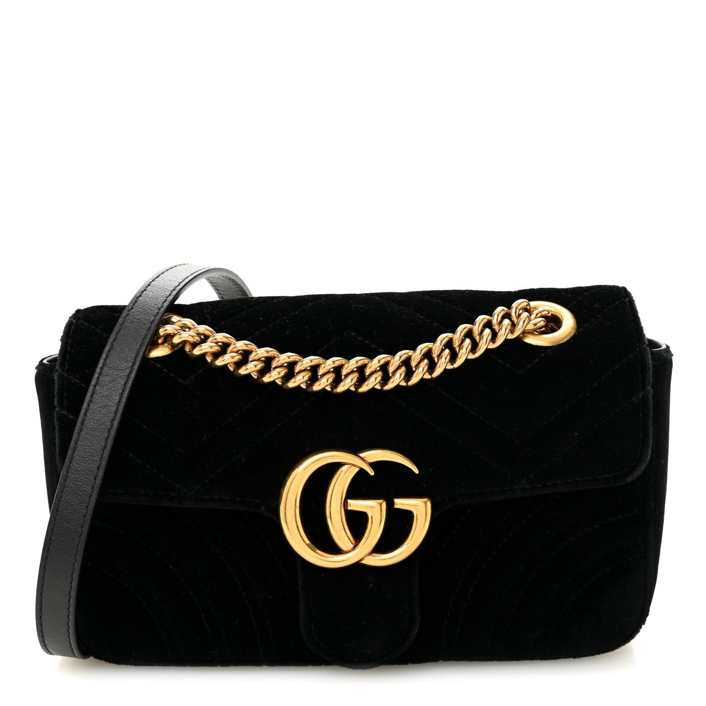 Velvet Matelasse Mini GG Marmont Shoulder Bag Black