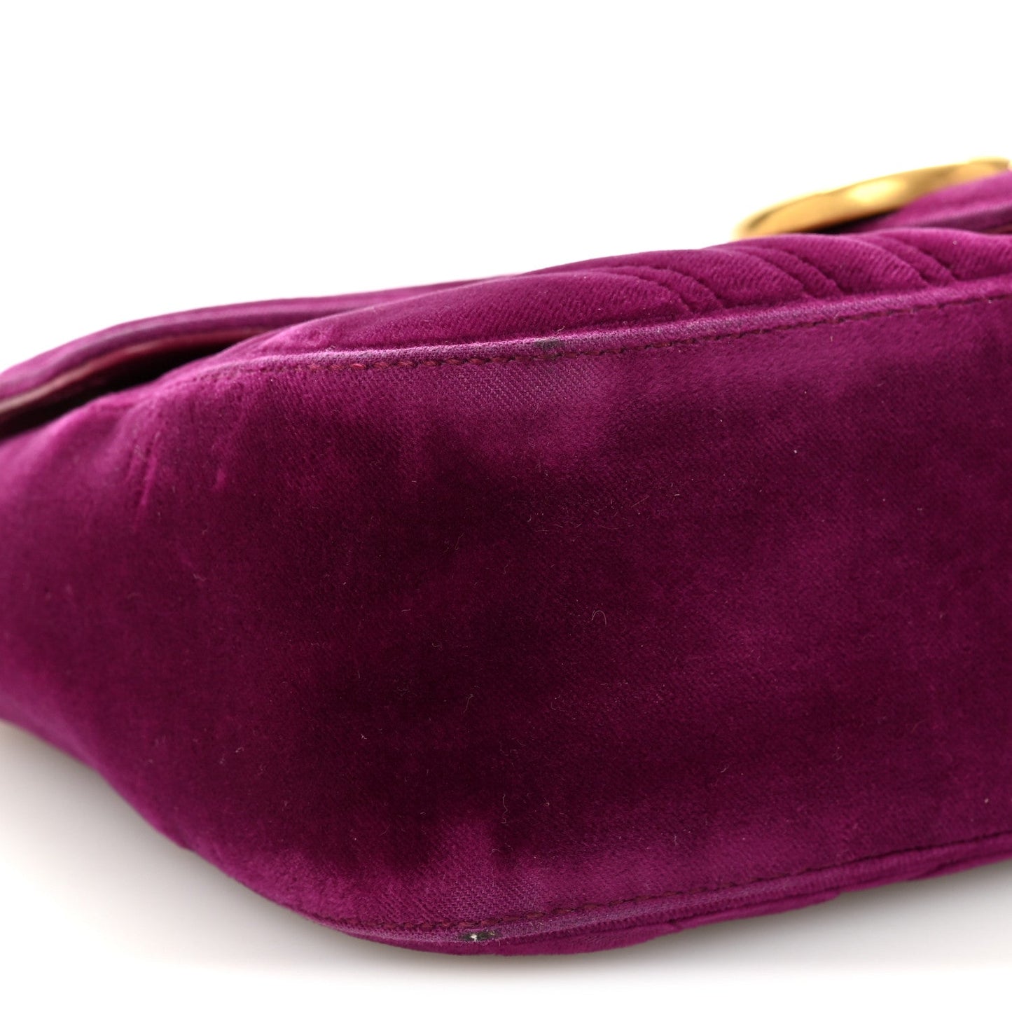 Velvet Matelasse Small GG Marmont Shoulder Bag Fuchsia Violet Cyclamen