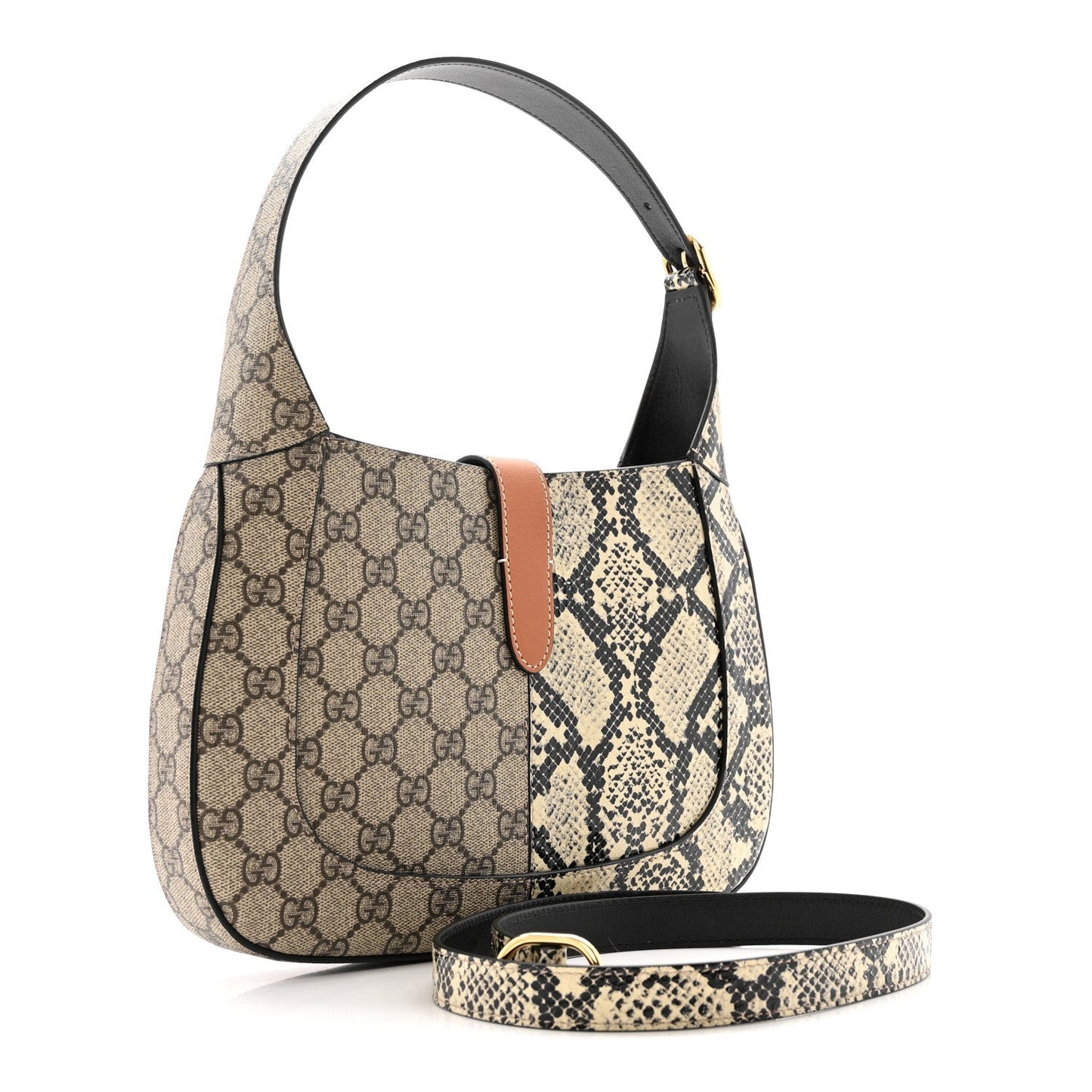 GG Supreme Monogram Snakeskin Small Jackie 1961 Hobo Beige Ebony