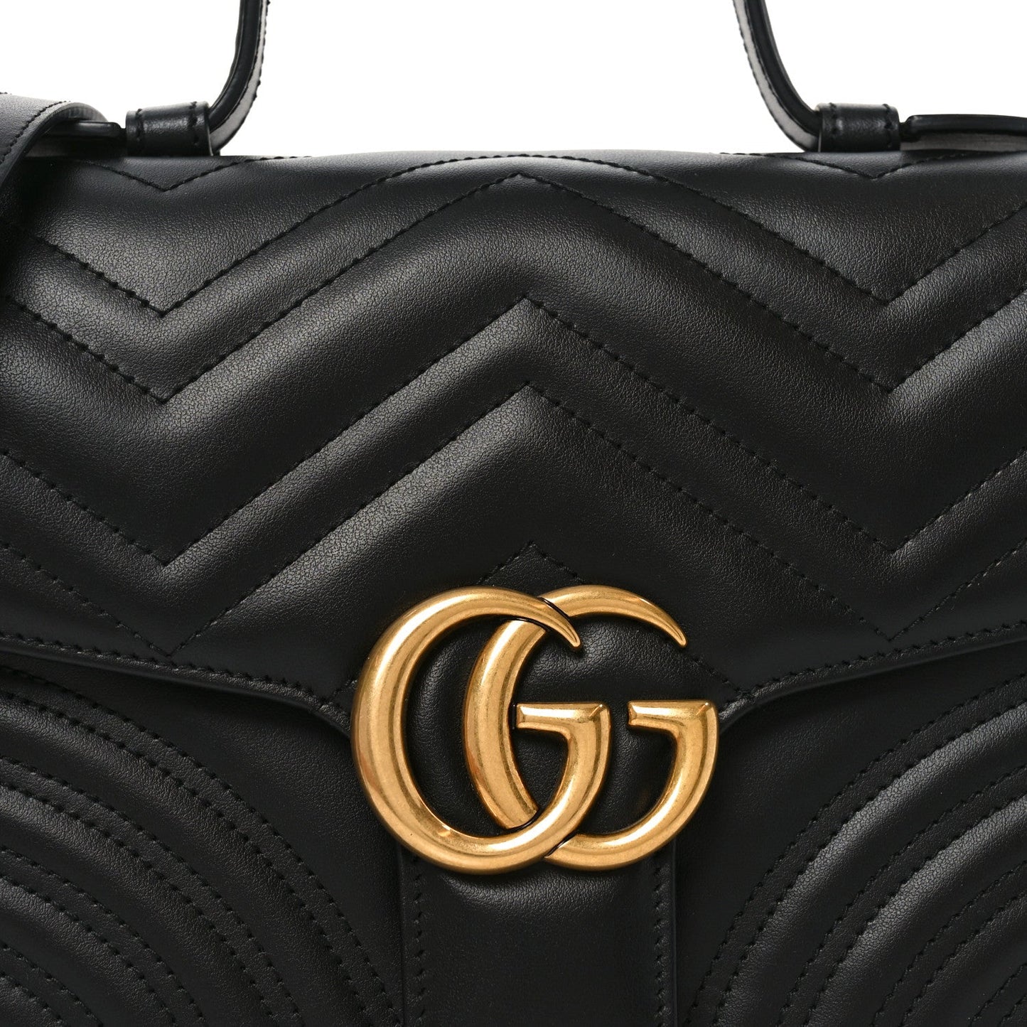 Calfskin Matelasse Small GG Marmont Top Handle Shoulder Bag Black