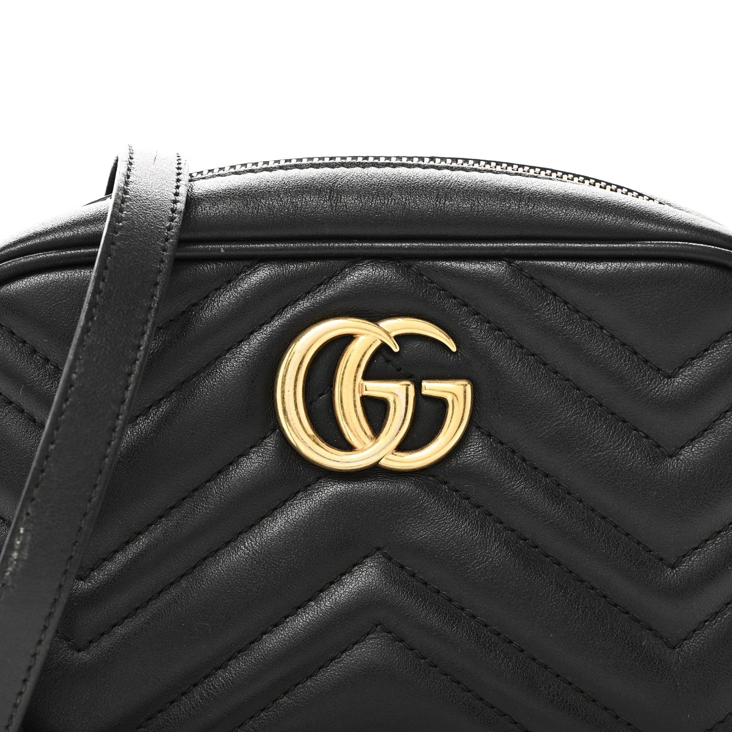 Calfskin Matelasse Mini GG Marmont Chain Shoulder Bag Black