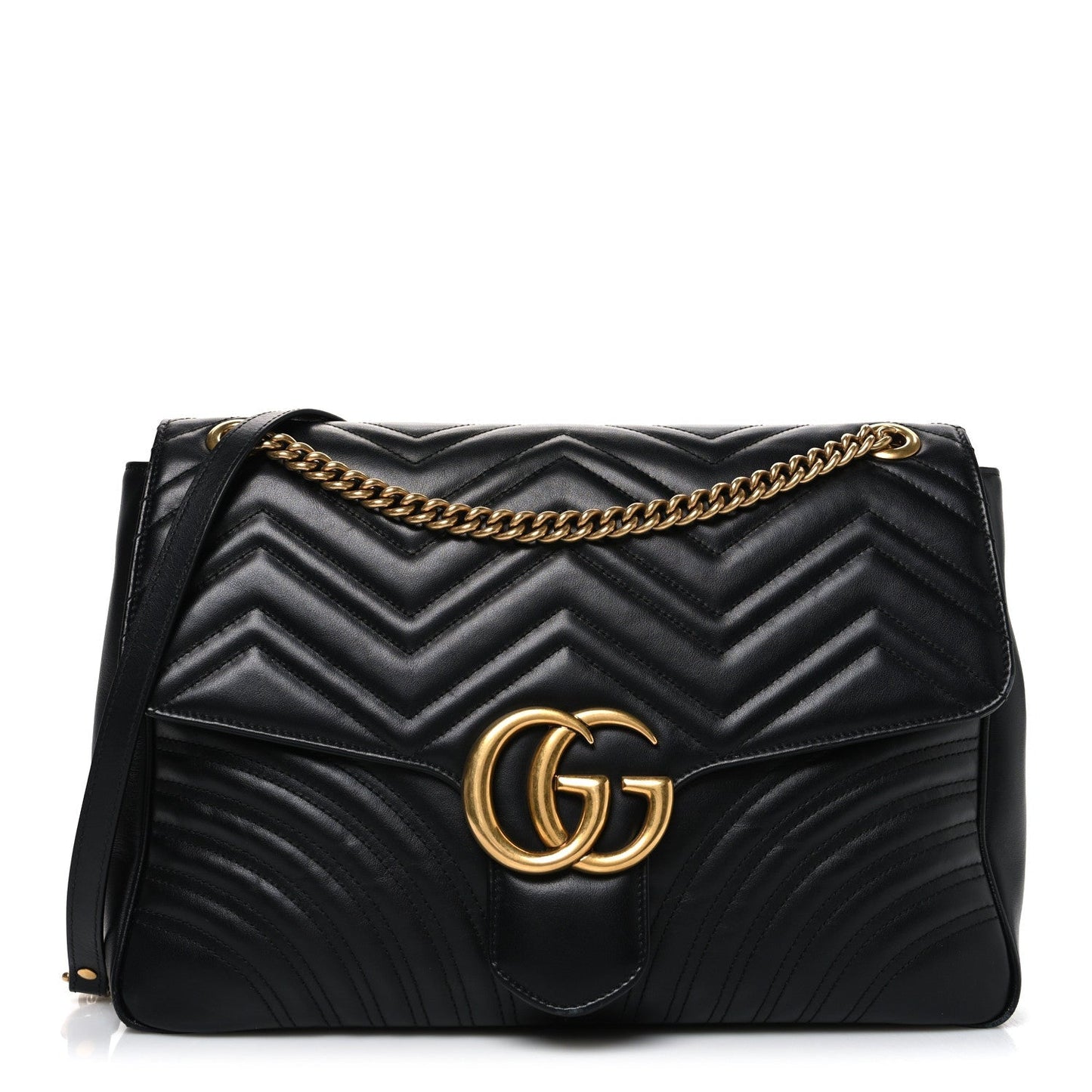 Calfskin Matelasse Medium GG Marmont Shoulder Bag Black