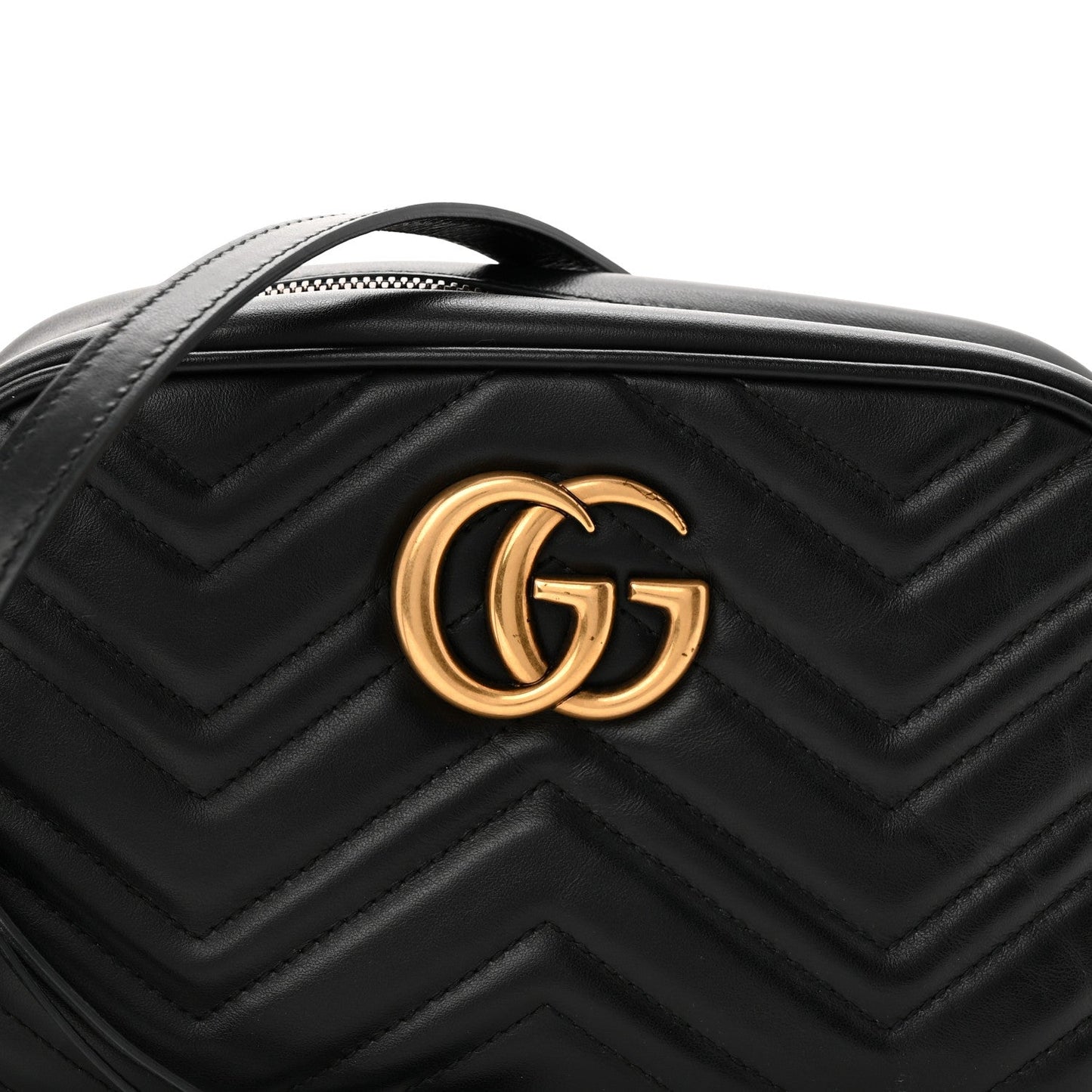 Calfskin Matelasse Small GG Marmont Chain Shoulder Bag Black