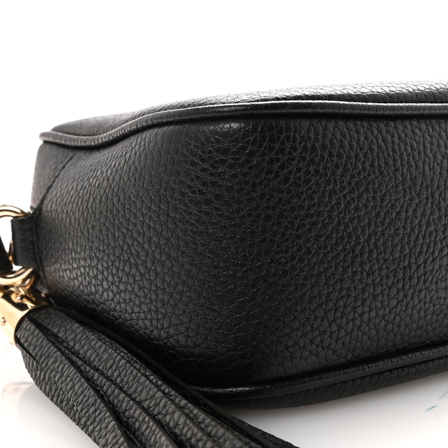 Pebbled Calfskin Small Soho Disco Bag Black