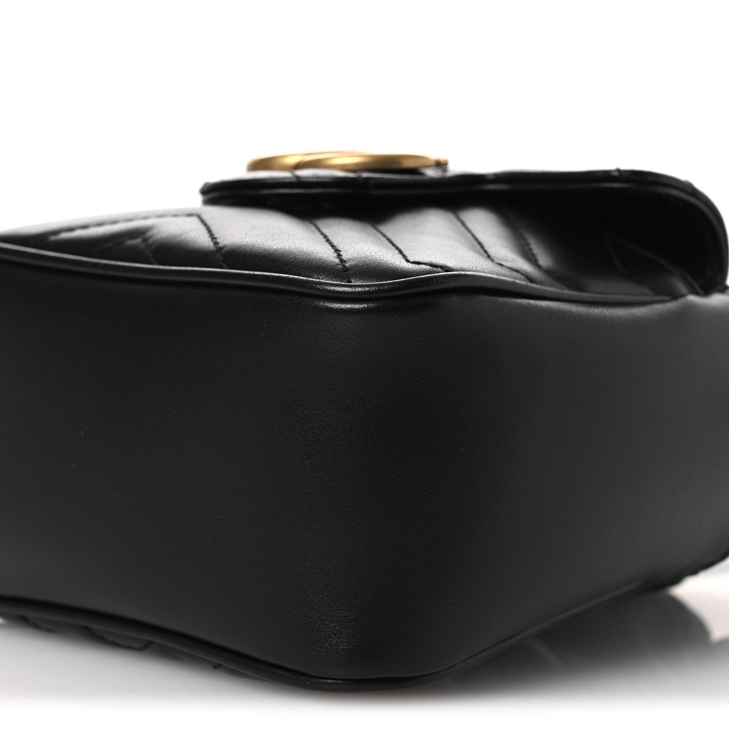 Calfskin Matelasse Front Pocket Mini GG Marmont Bucket Bag Black