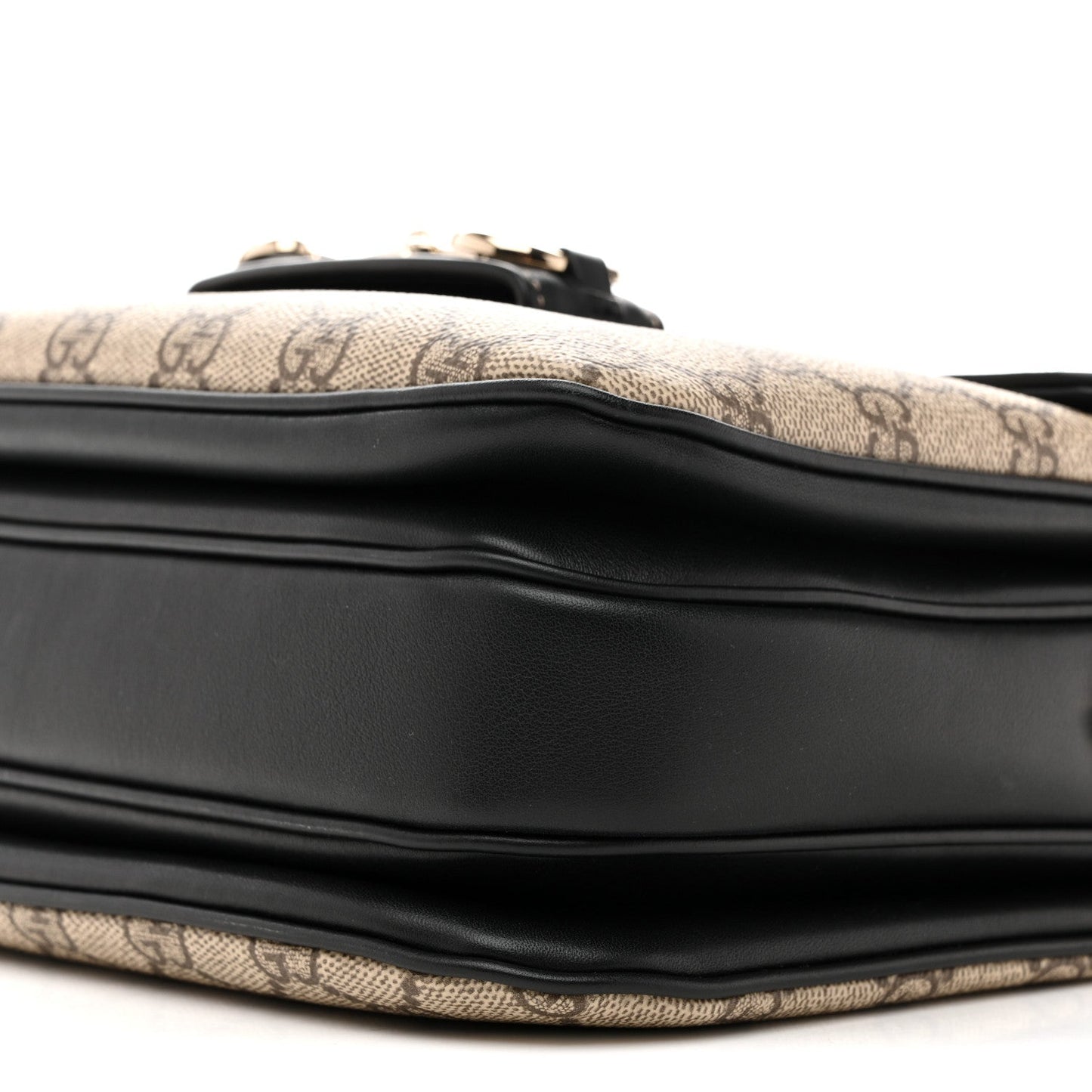 GG Supreme Monogram Horsebit 1955 Soft Small Shoulder Bag Beige Black