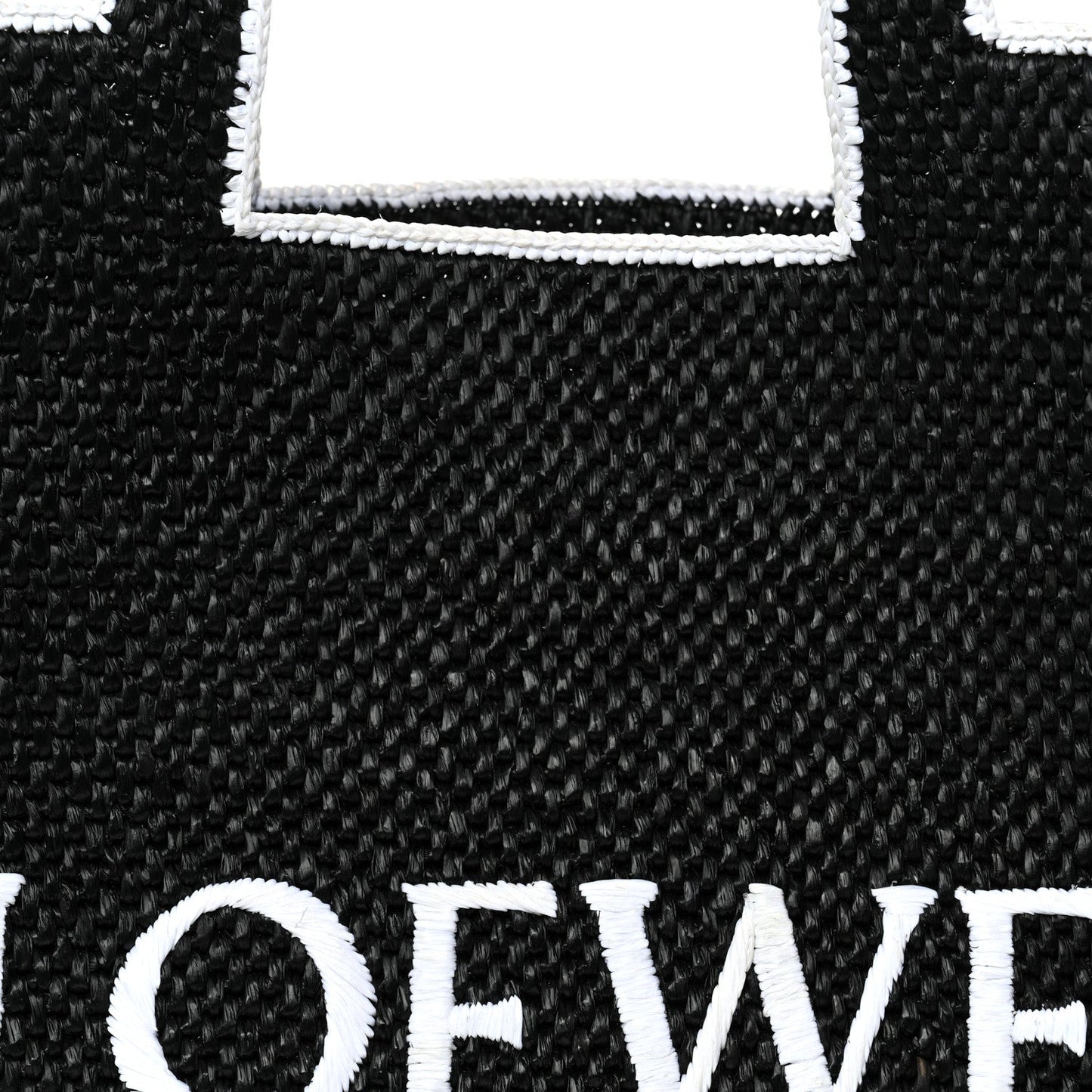Raffia Large Paula's Ibiza Logo Tote Black White