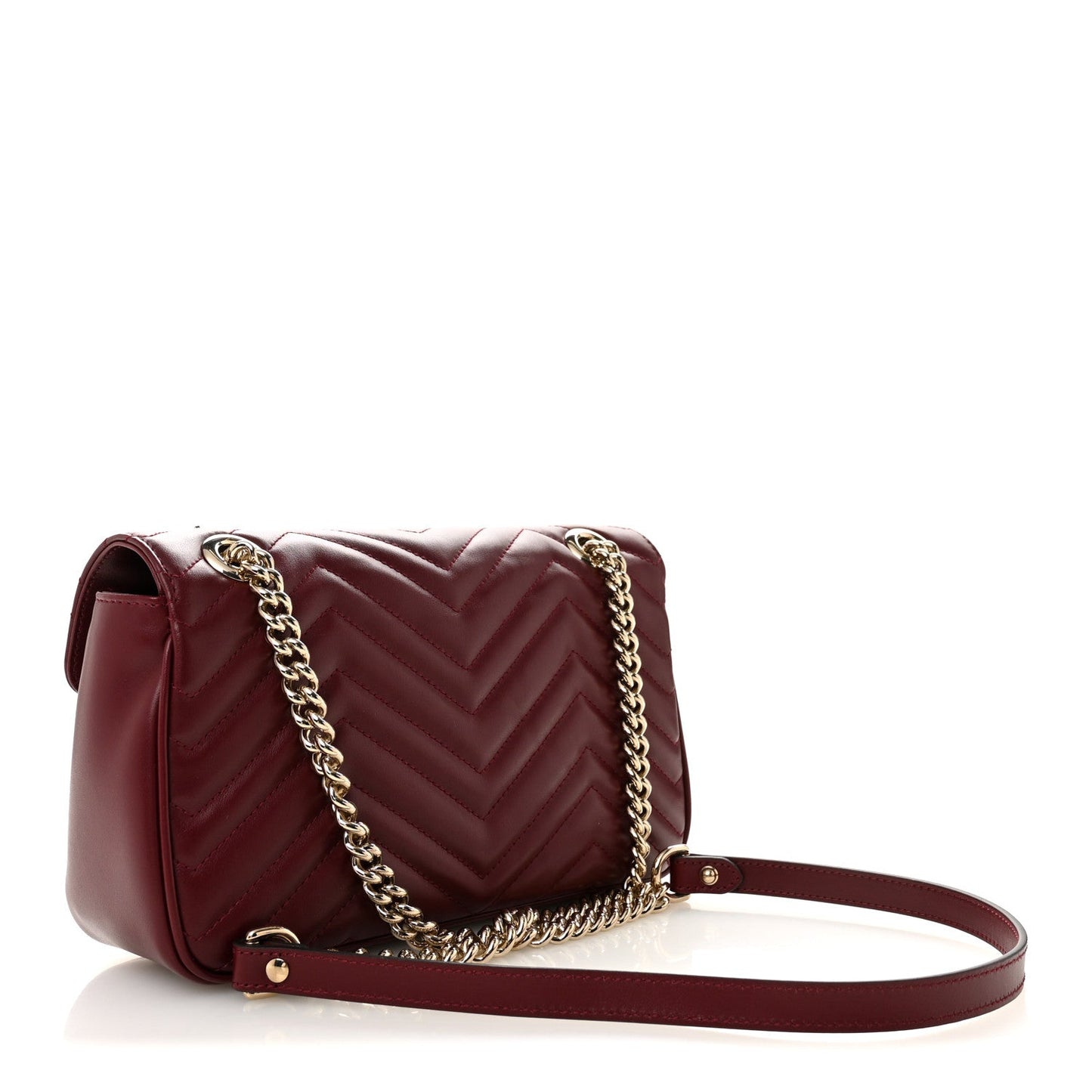 Calfskin Matelasse Small GG Marmont Shoulder Bag Ancora Red