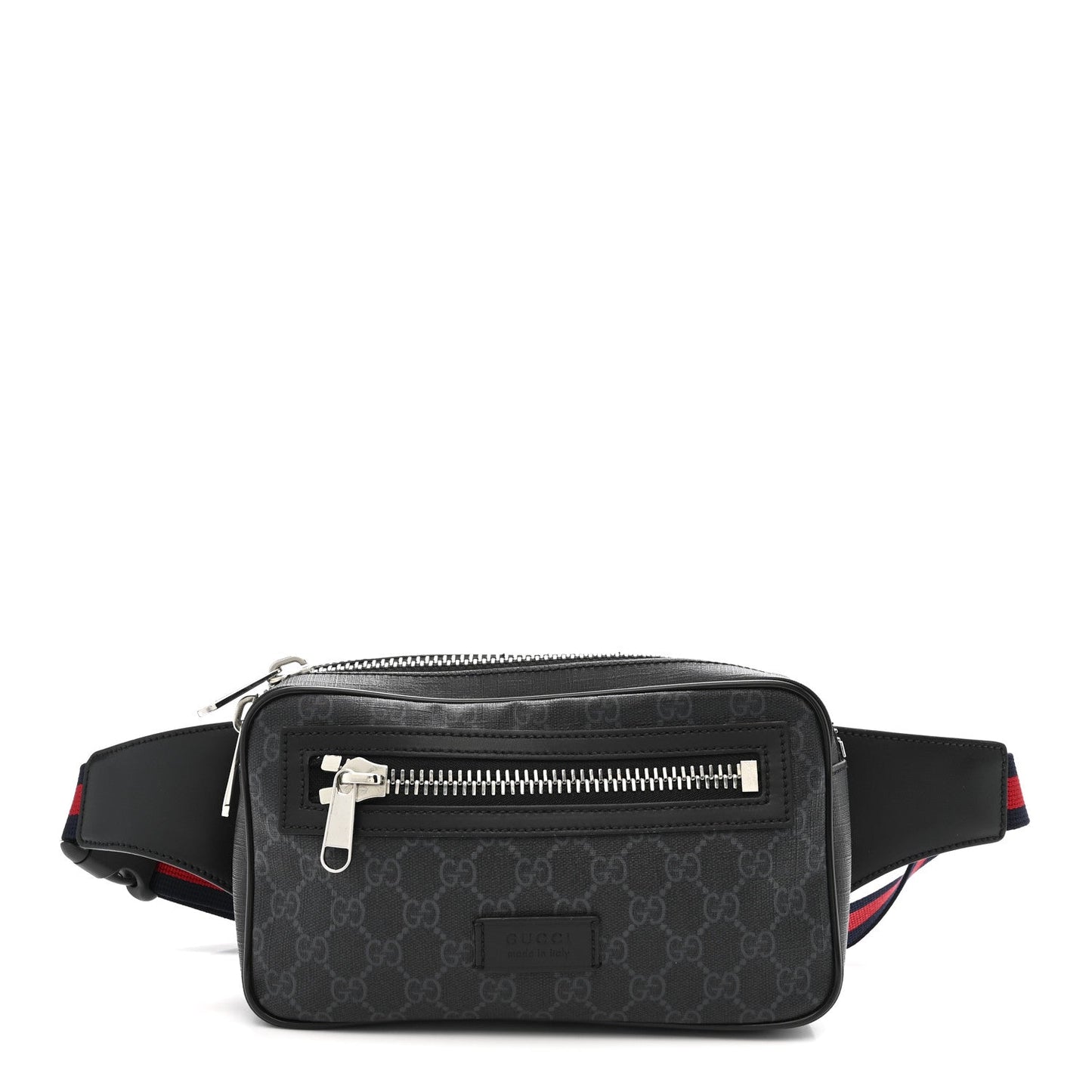 Soft GG Supreme Monogram Web Belt Bag Black Grey