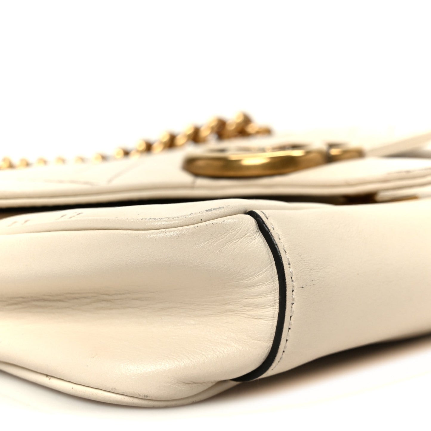 Calfskin Matelasse Mini GG Marmont Shoulder Bag White