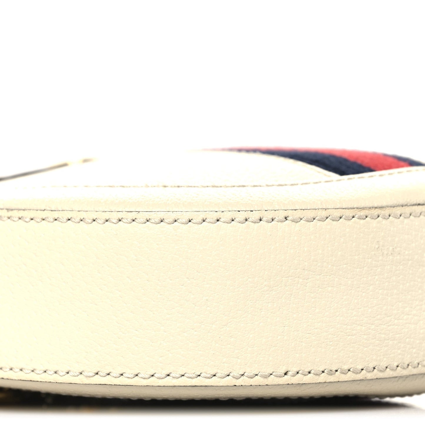 Textured Calfskin Web Mini Ophidia Round Shoulder Bag Mystic White