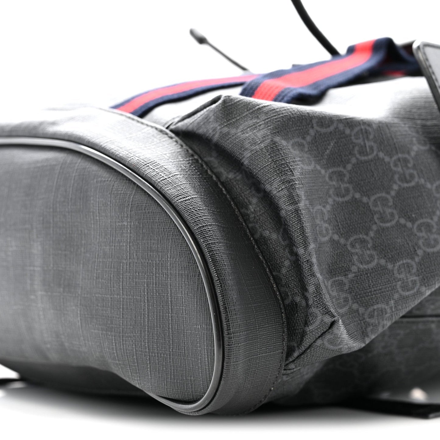 Soft GG Supreme Monogram Calfskin Web Double Buckle Backpack Black