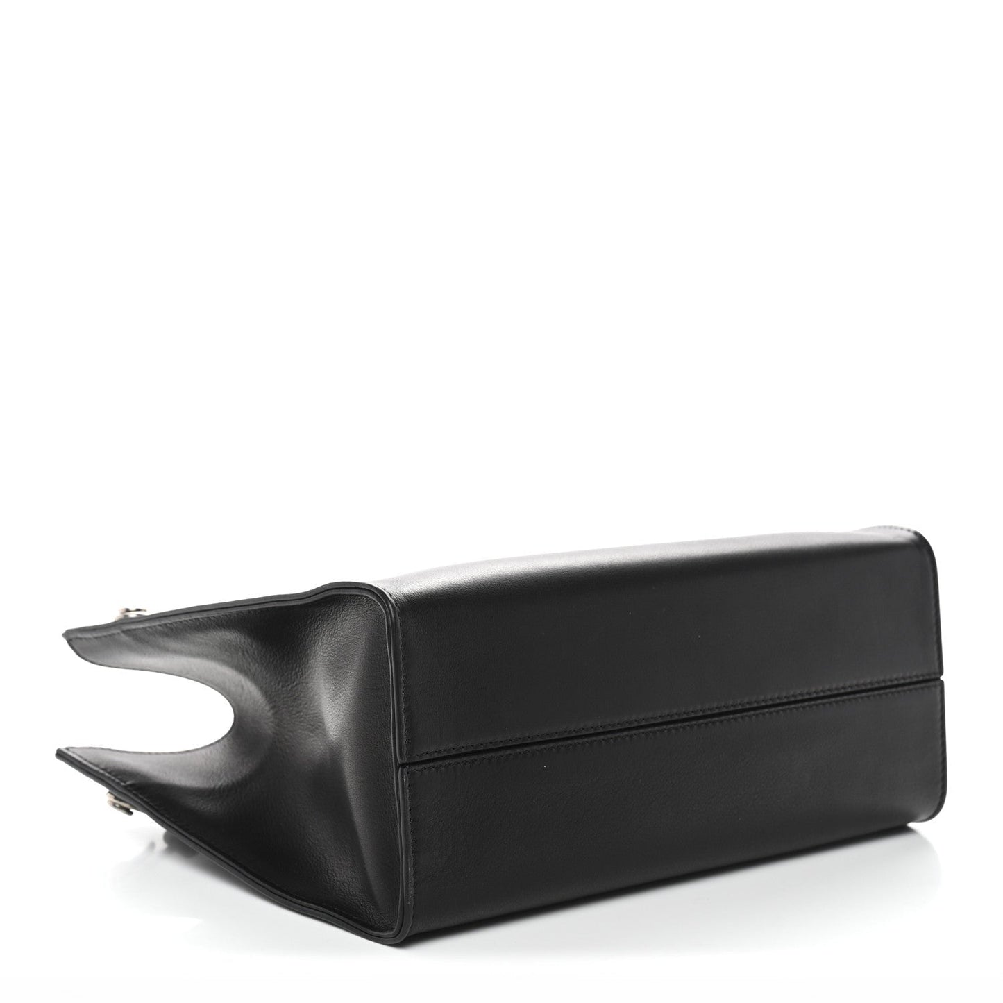 Polished Saddle Calfskin Small Alexia Bag Black