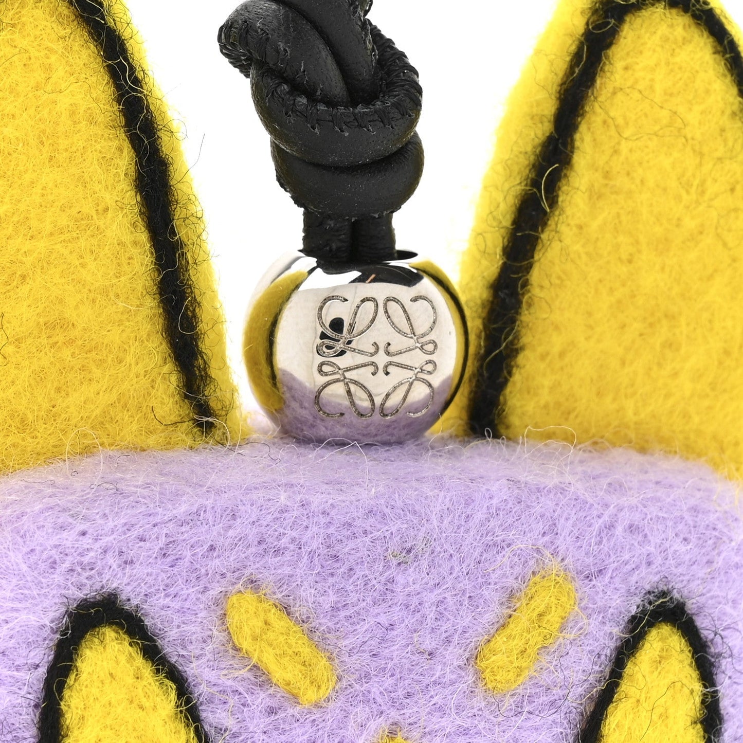 X LOUIS WAIN Felt Calfskin Cat Charm Purple Yellow