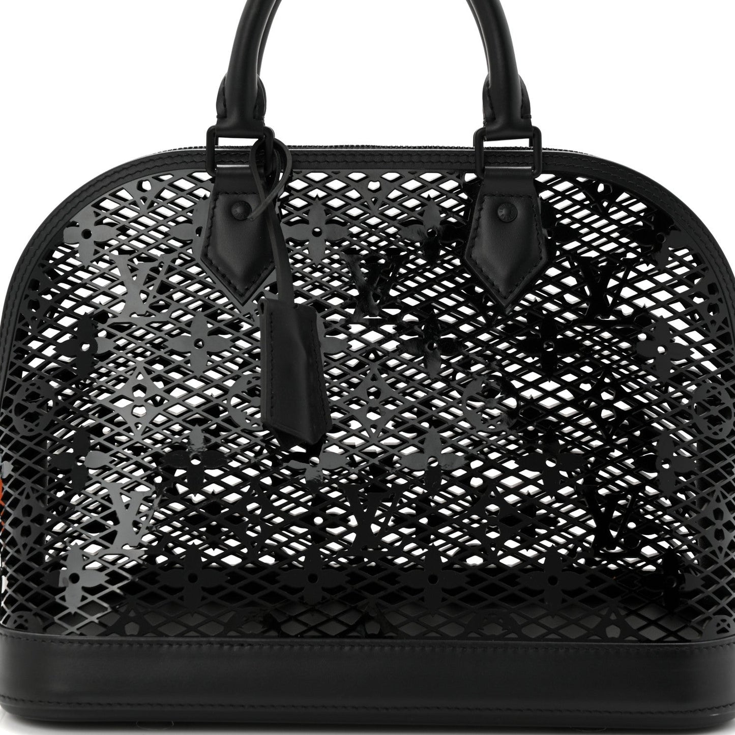 Patent Calfskin Laced Monogram Alma PM Black