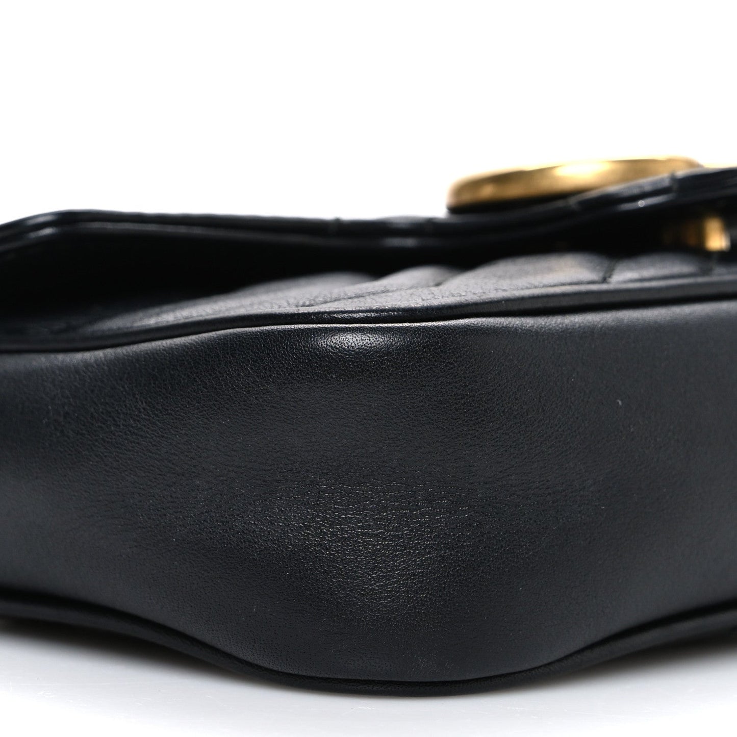 Calfskin Matelasse Super Mini GG Marmont Shoulder Bag Black
