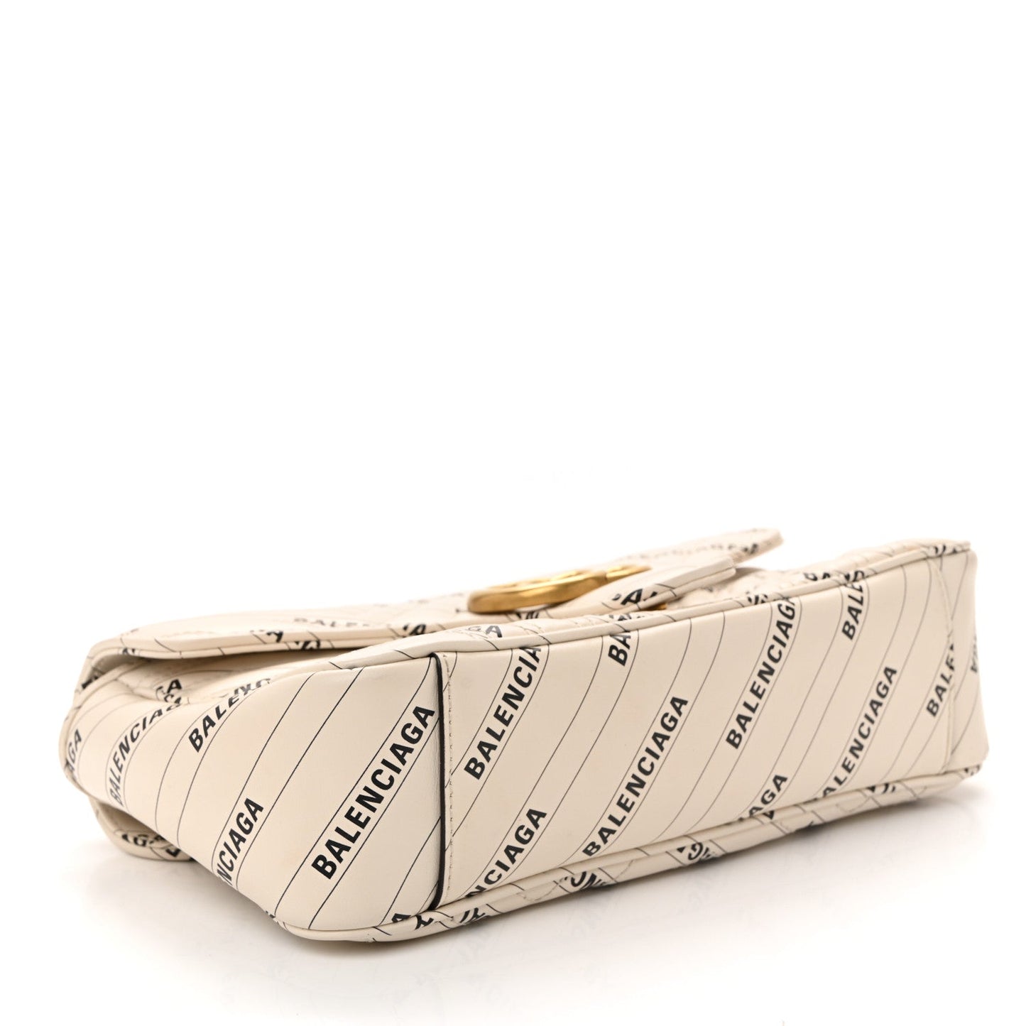 X BALENCIAGA Calfskin Matelasse Logo Print Small GG Marmont Shoulder Bag White