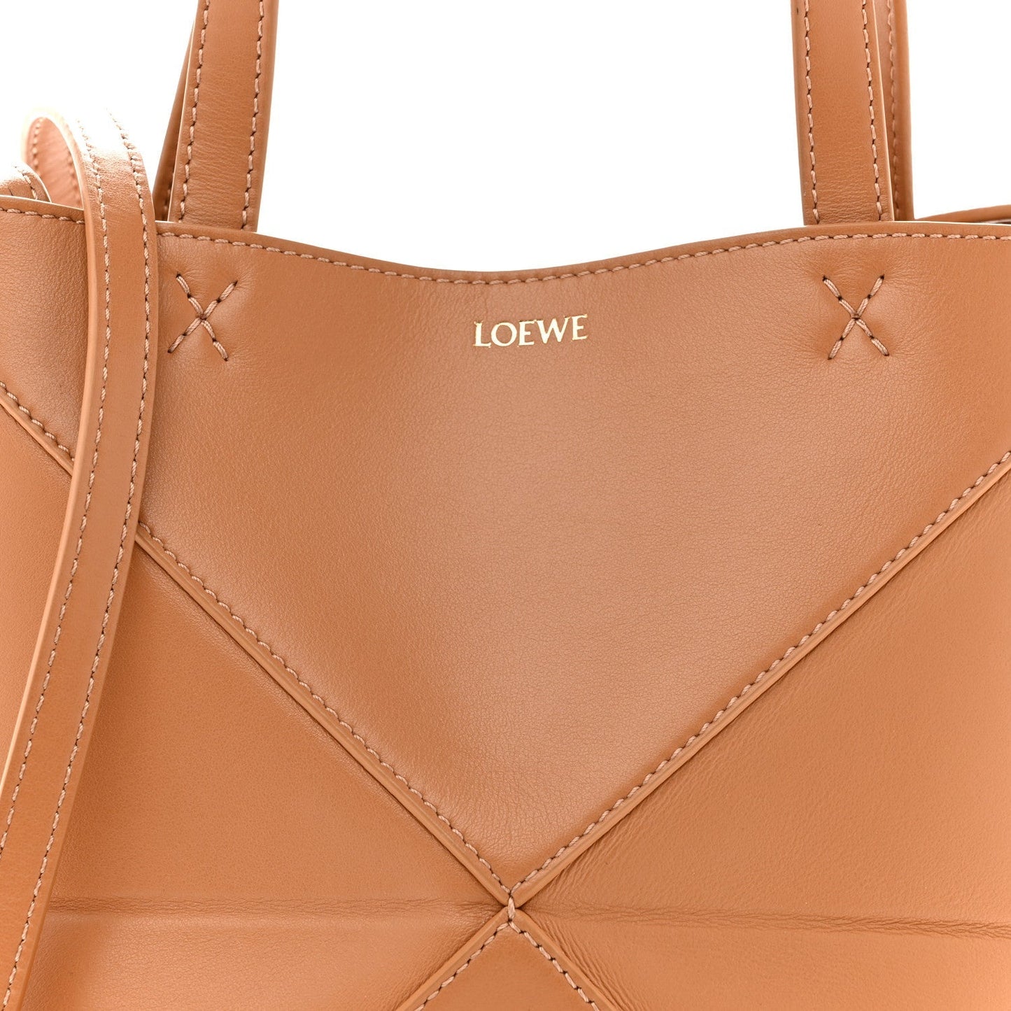 Shiny Calfskin Mini Puzzle Fold Tote Warm Desert