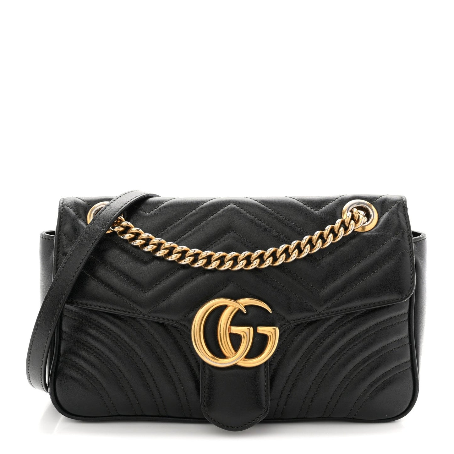 Calfskin Matelasse Small GG Marmont Shoulder Bag Black