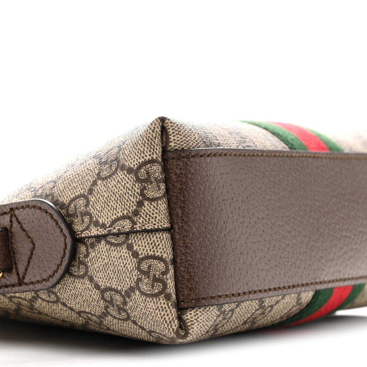 GG Supreme Monogram Textured Dollar Calfskin Web Small Ophidia Dome Shoulder Bag Beige Ebony New Acero