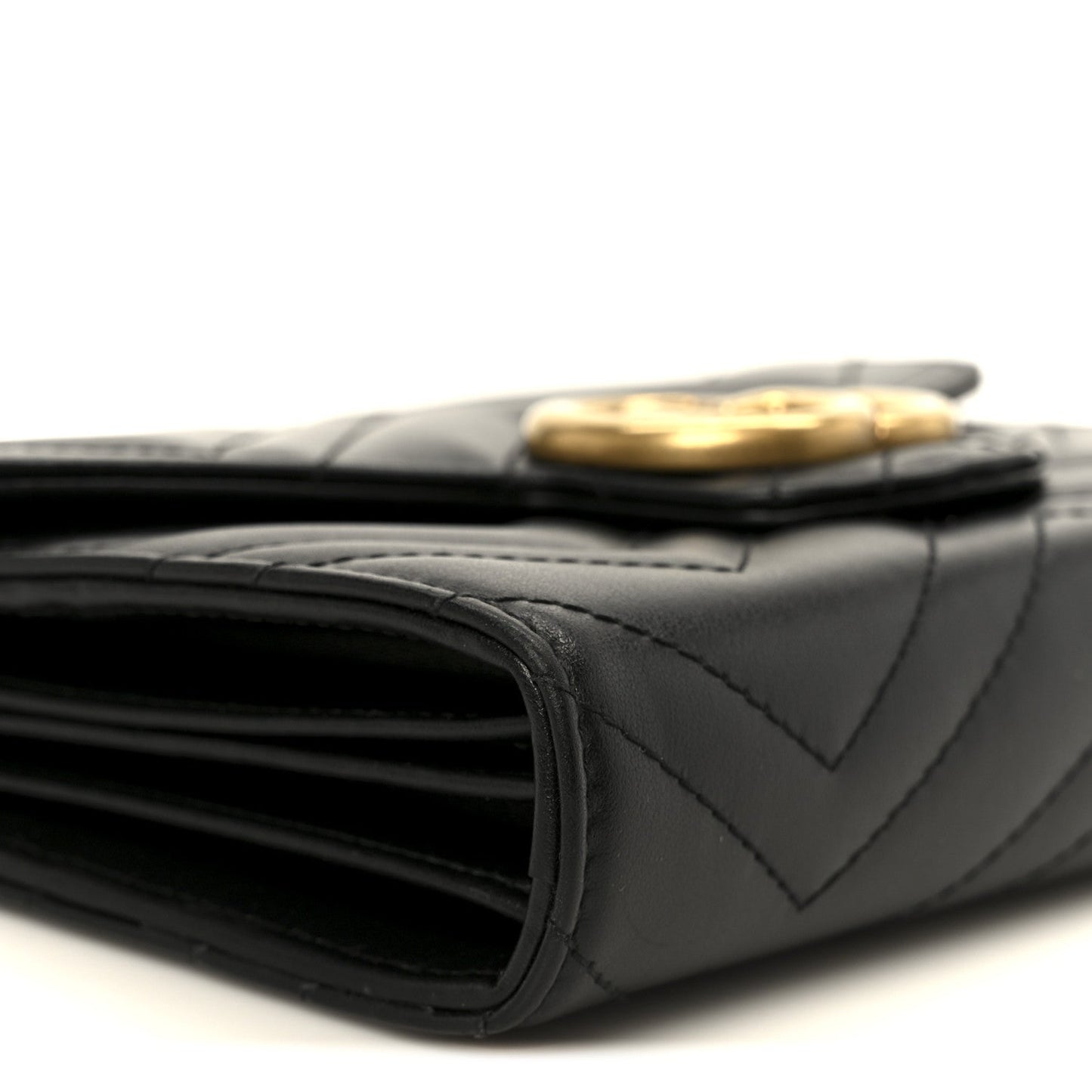 Calfskin Matelasse GG Marmont Chain Wallet Black