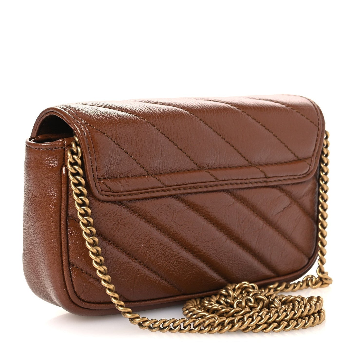 Azalea Calfskin Matelasse Diagonal Super Mini GG Marmont Shoulder Bag Cuir