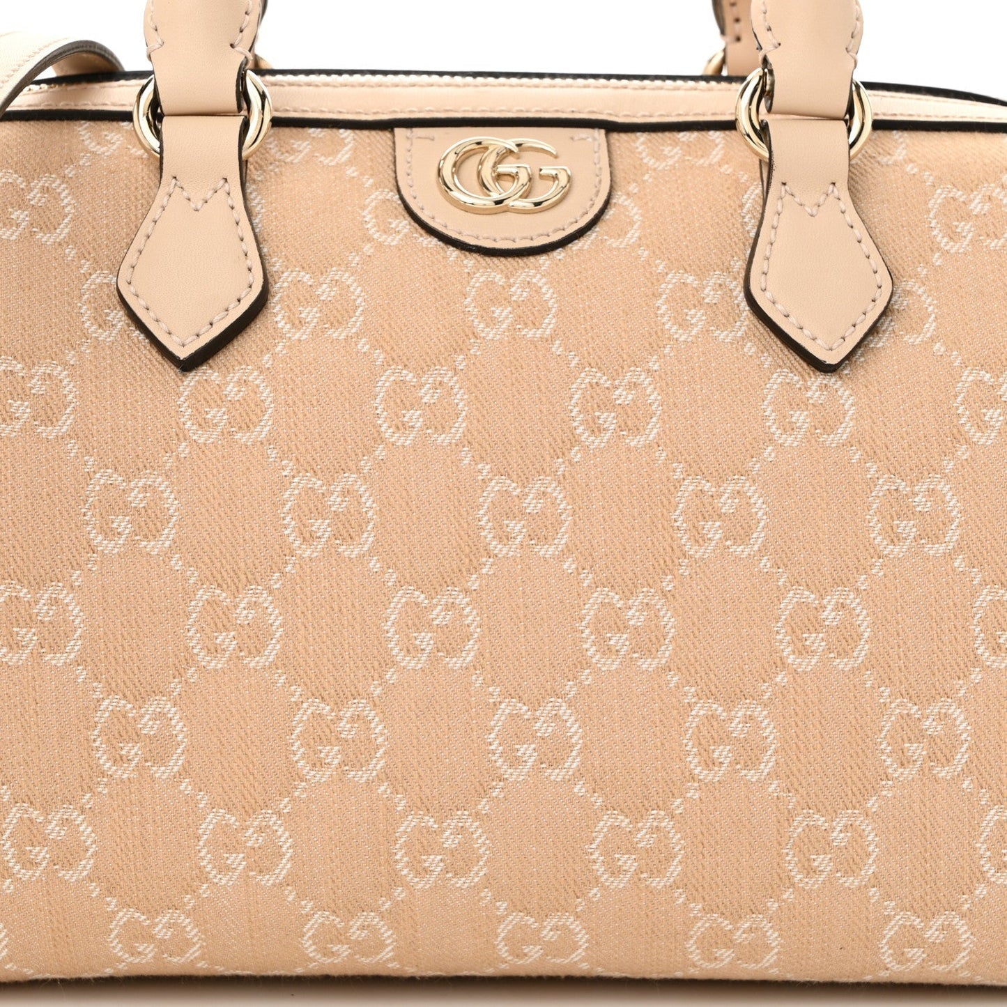 Summer Denim Calfskin GG Monogram Small Ophidia Top Handle Bag Souffle Rose