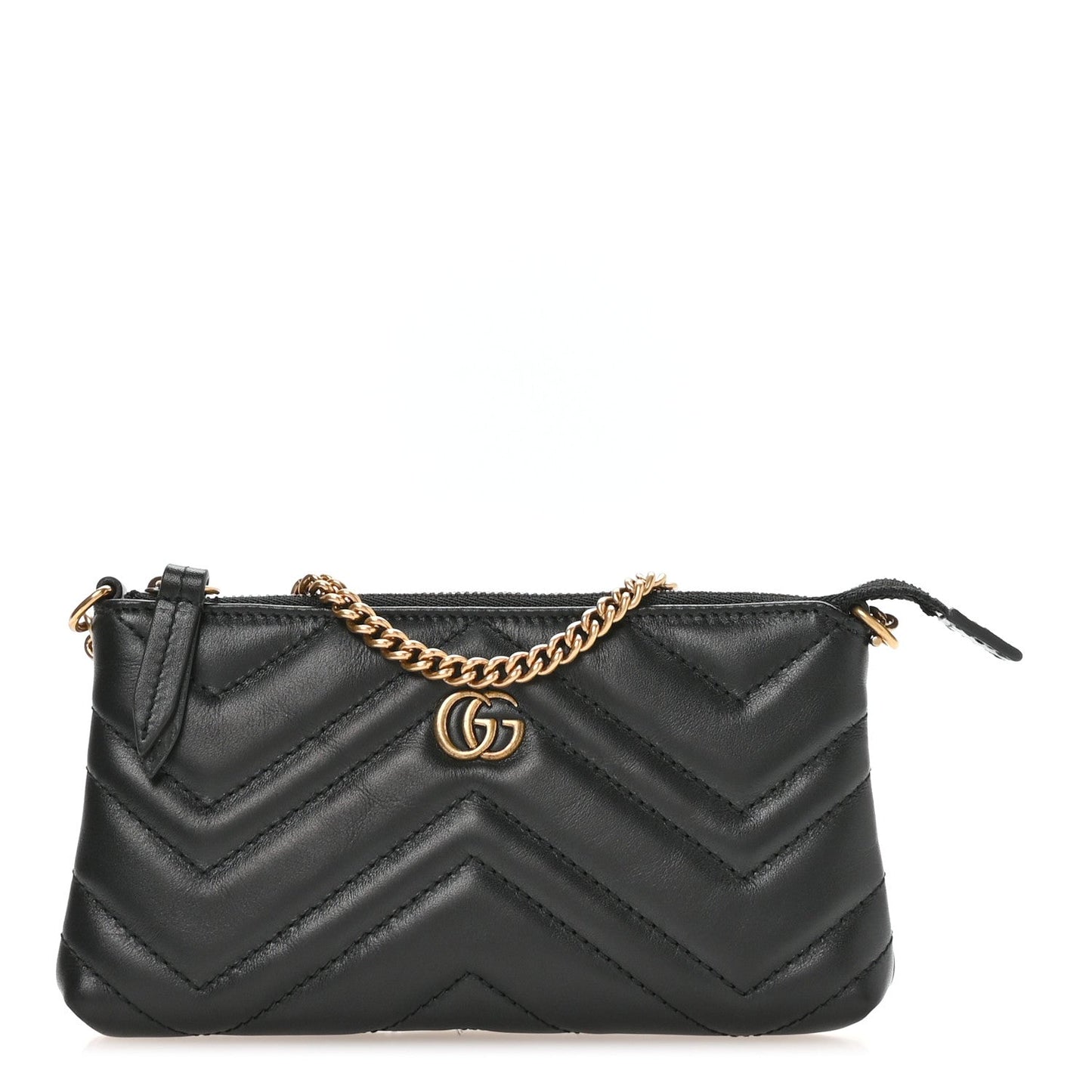 Calfskin Matelasse Mini GG Marmont Chain Bag Black