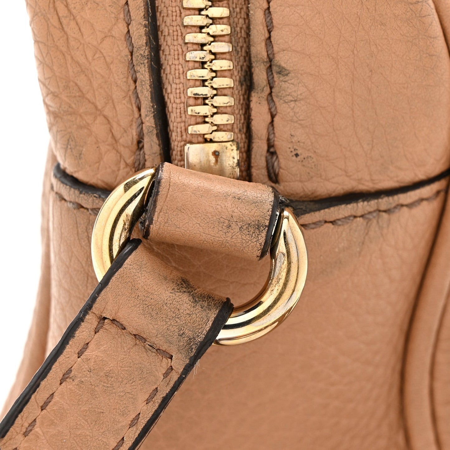 Pebbled Calfskin Small Soho Disco Bag Camelia