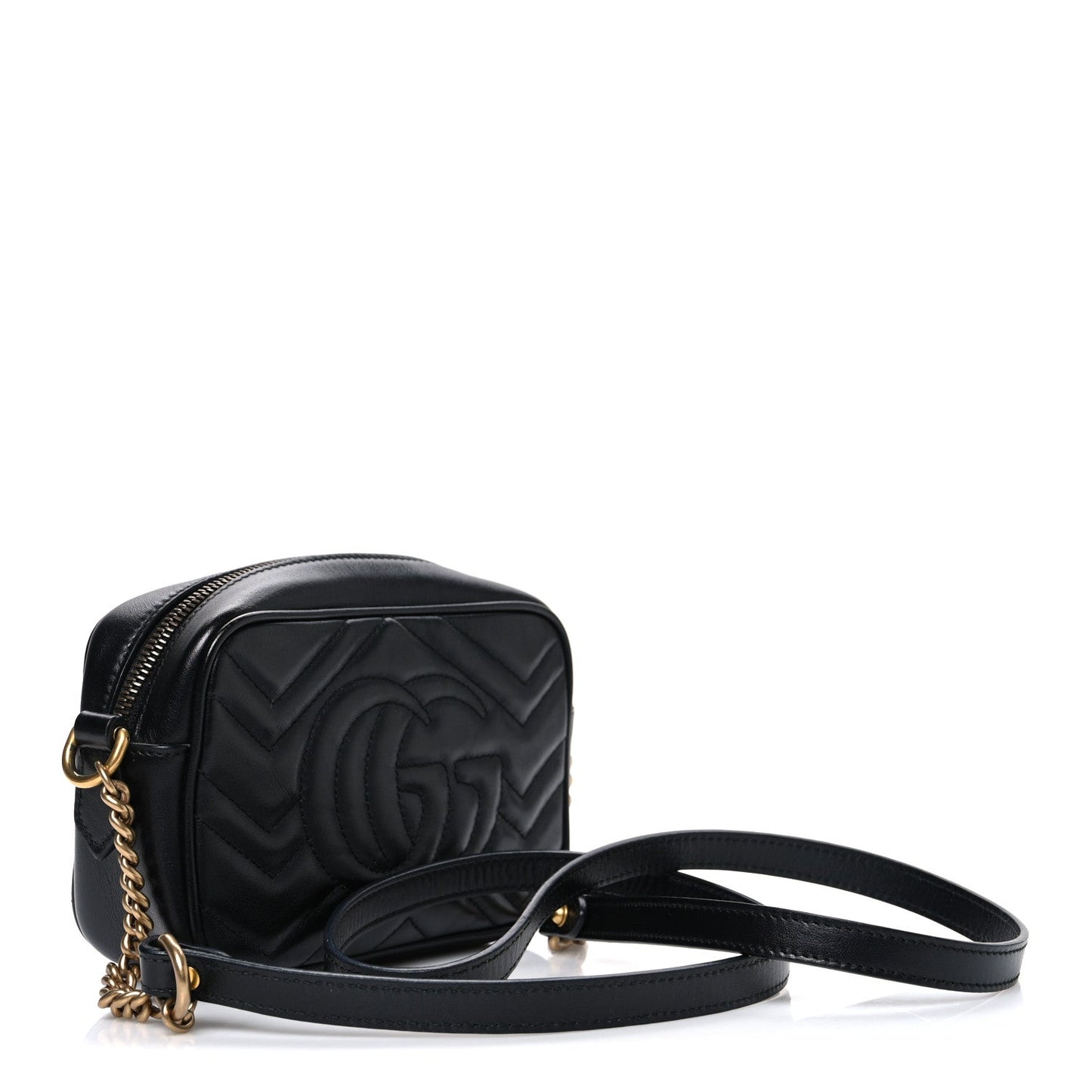 Calfskin Matelasse Mini GG Marmont Chain Shoulder Bag Black