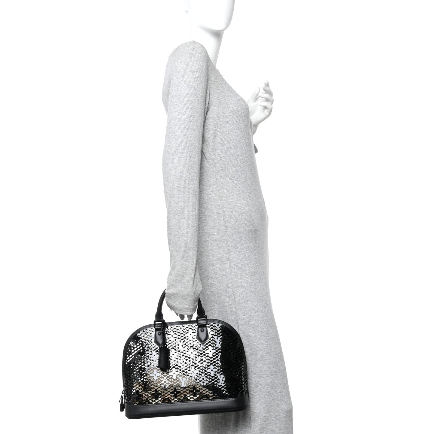 Patent Calfskin Laced Monogram Alma PM Black