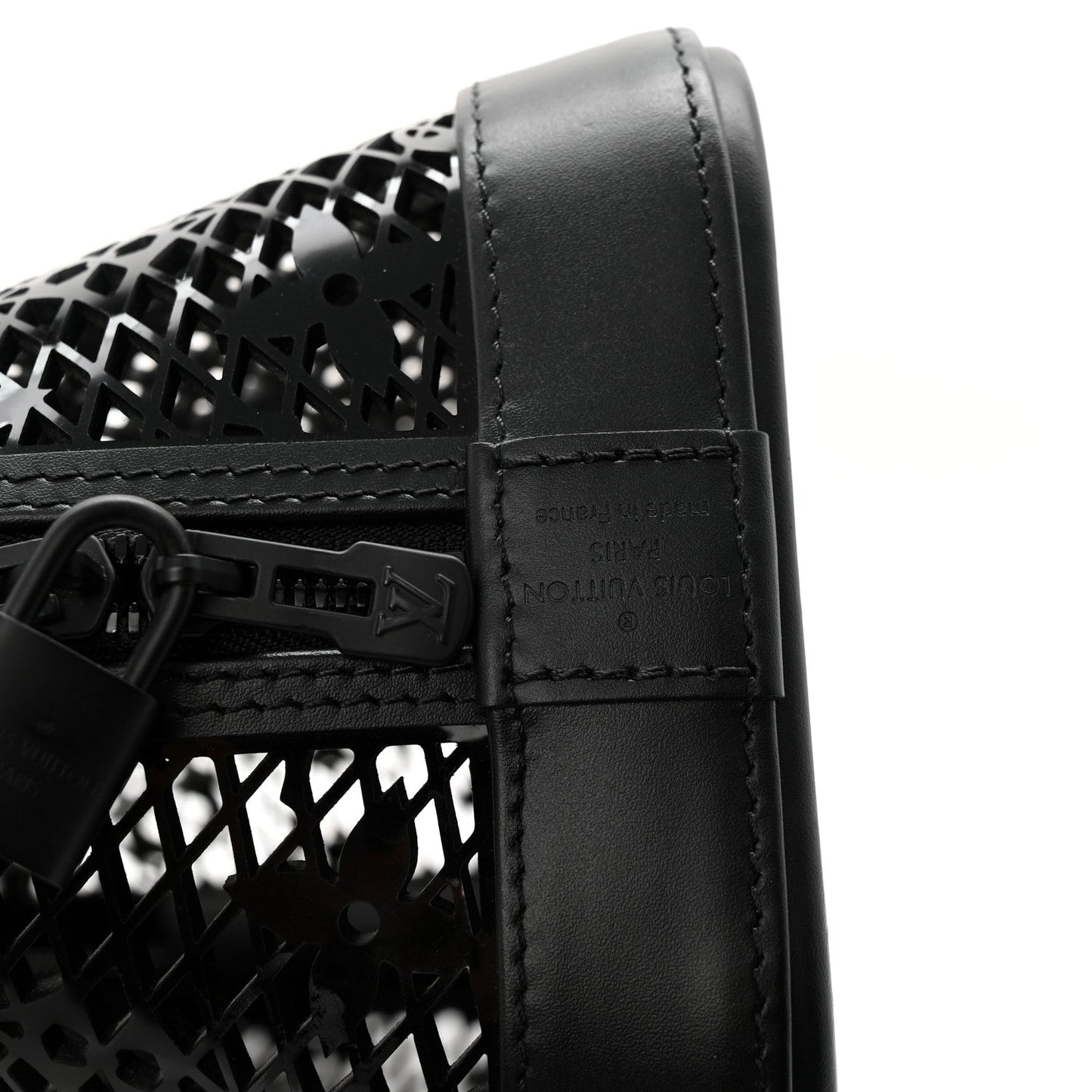 Patent Calfskin Laced Monogram Alma PM Black