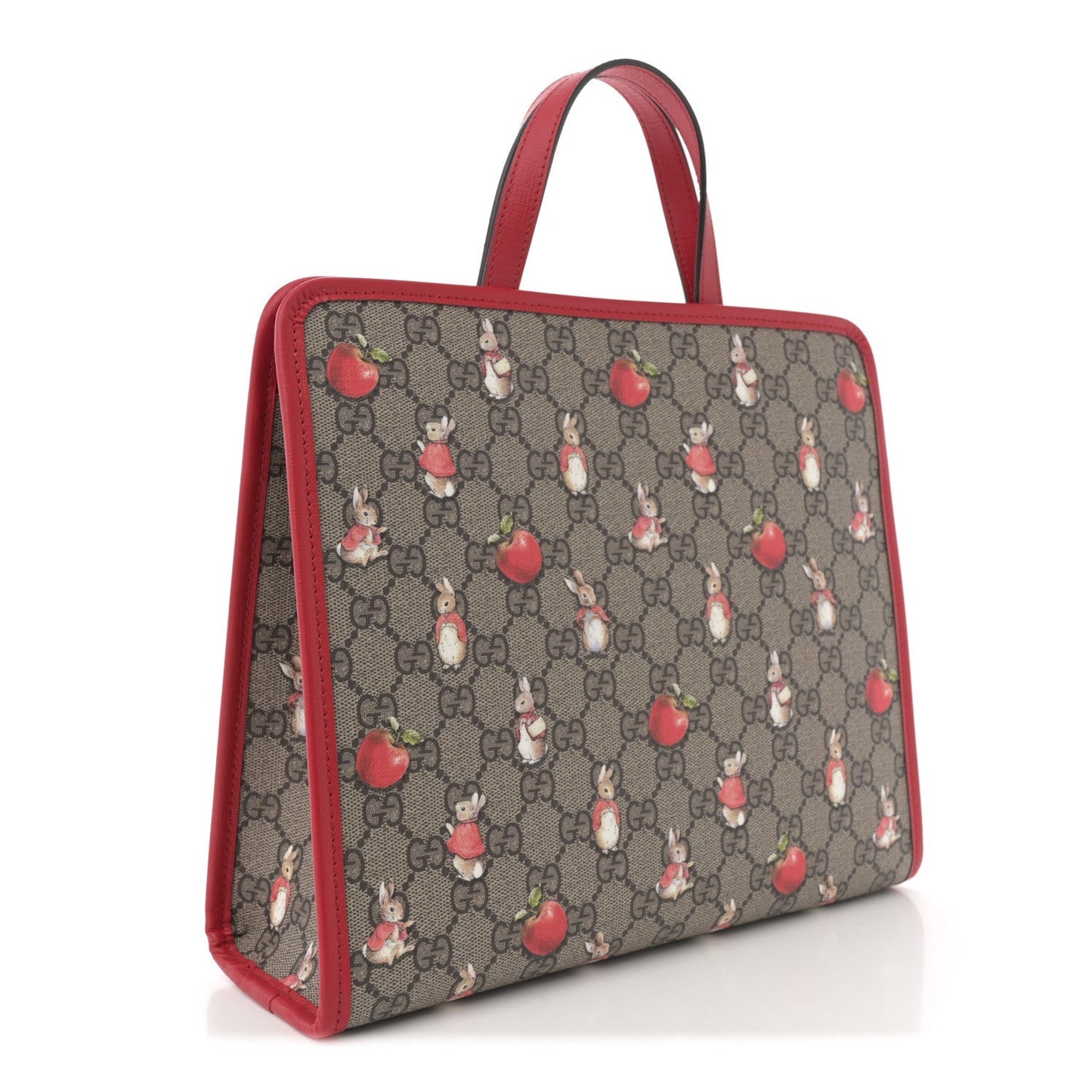 X Peter Rabbit GG Supreme Monogram Rabbit Apple Childrens Tote Beige Ebony Multicolor Bright Hibiscus