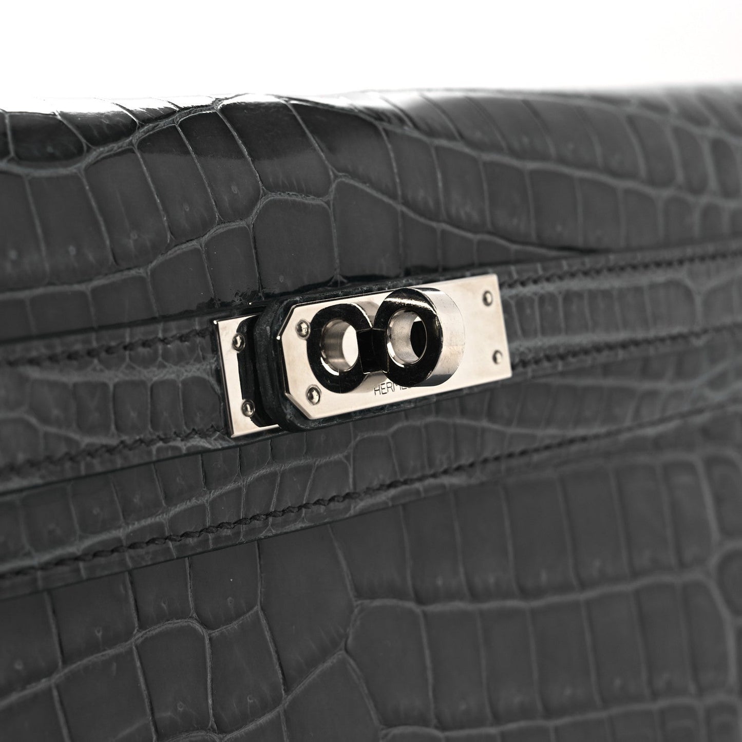 Shiny Niloticus Crocodile Kelly Elan Pochette Bleu Tempete