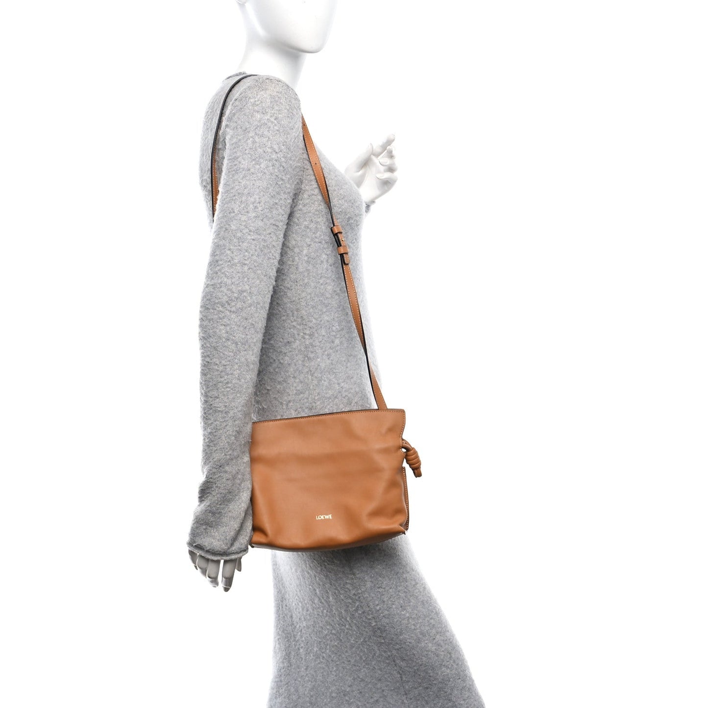 Nappa Calfskin Medium Flamenco Knot Clutch Warm Desert