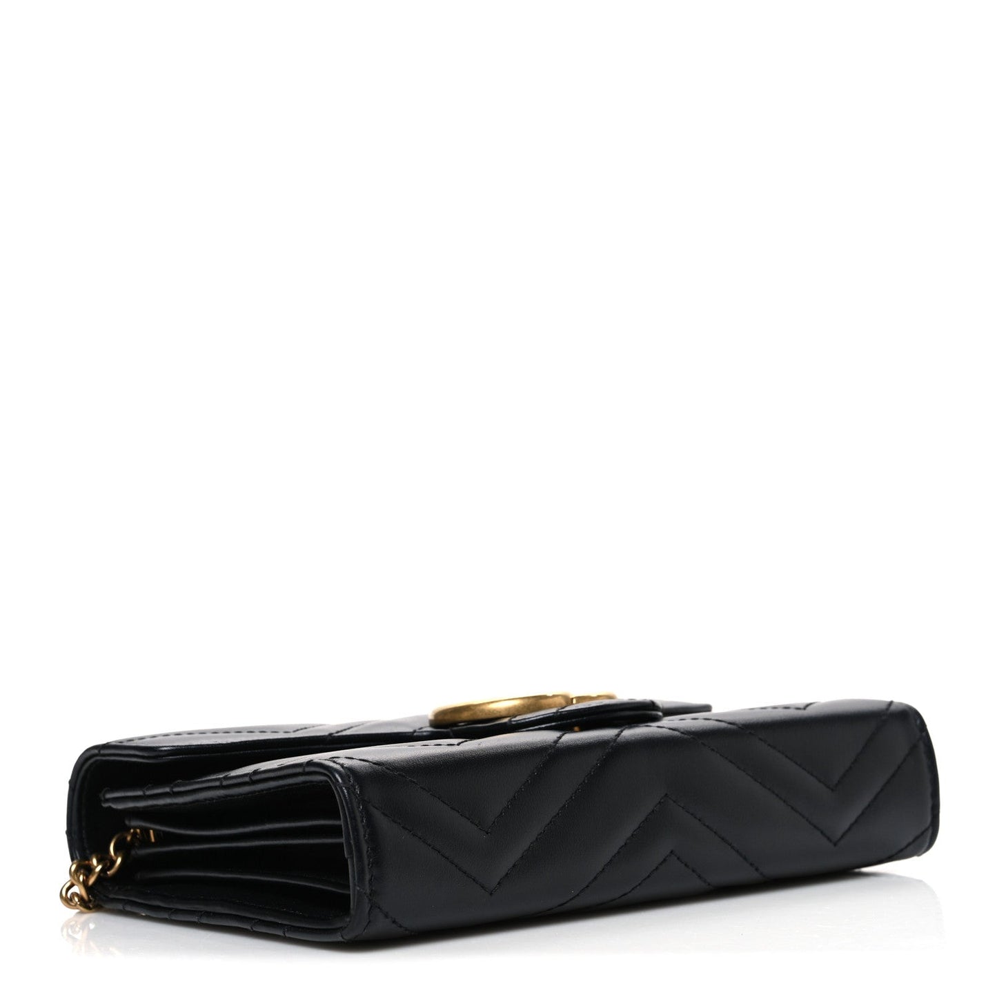 Calfskin Matelasse GG Marmont Chain Wallet Black