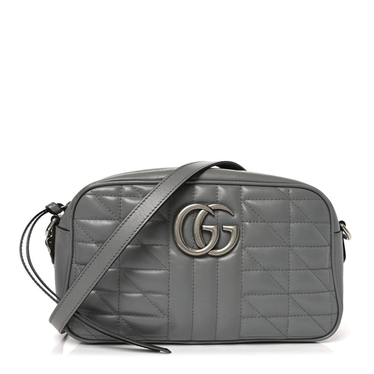 Calfskin Matelasse Aria Small GG Marmont Chain Shoulder Bag Deep Grey